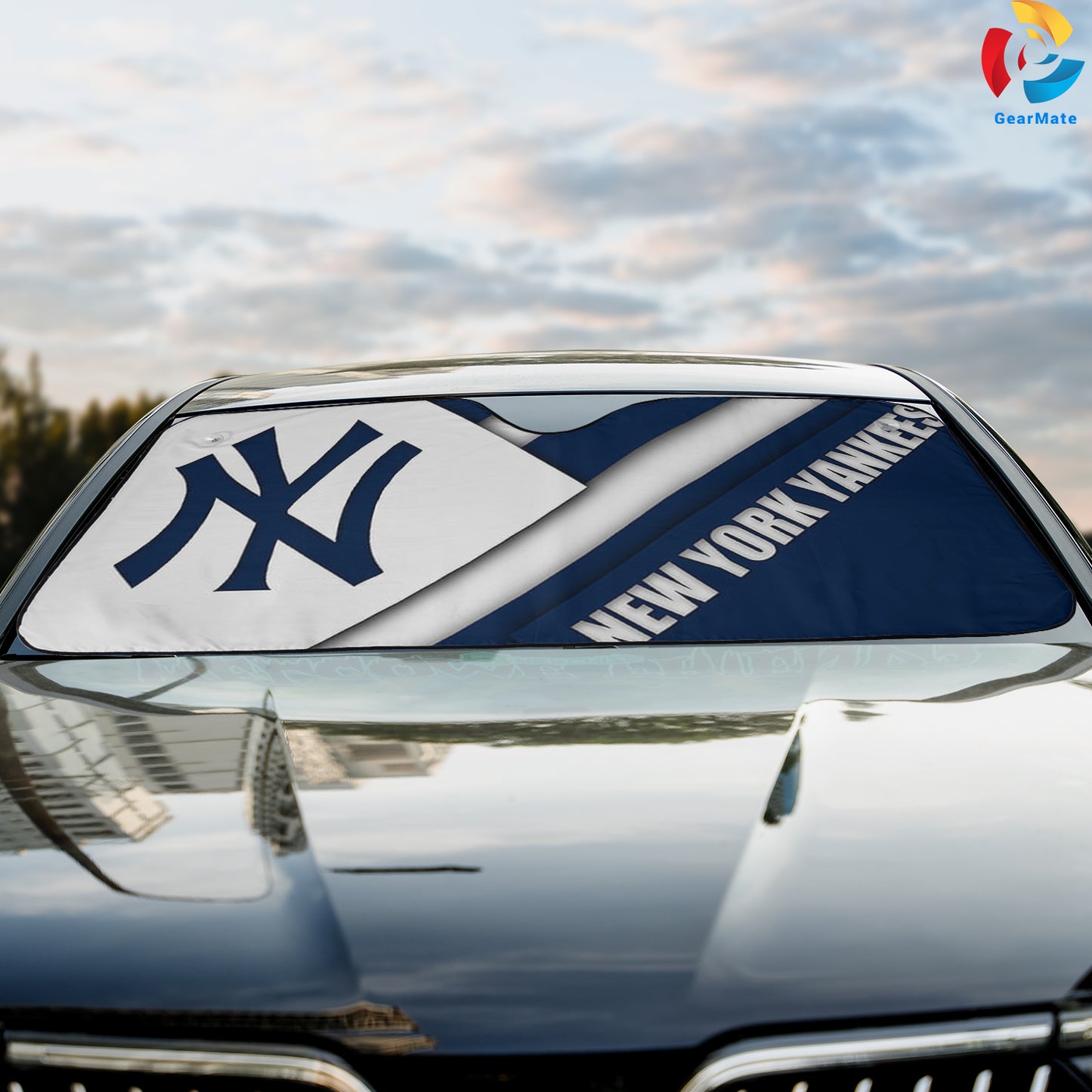 New York Yankees Team Logo Reflective Car Sunshade – Premium Heat & UV Protection, Universal Fit