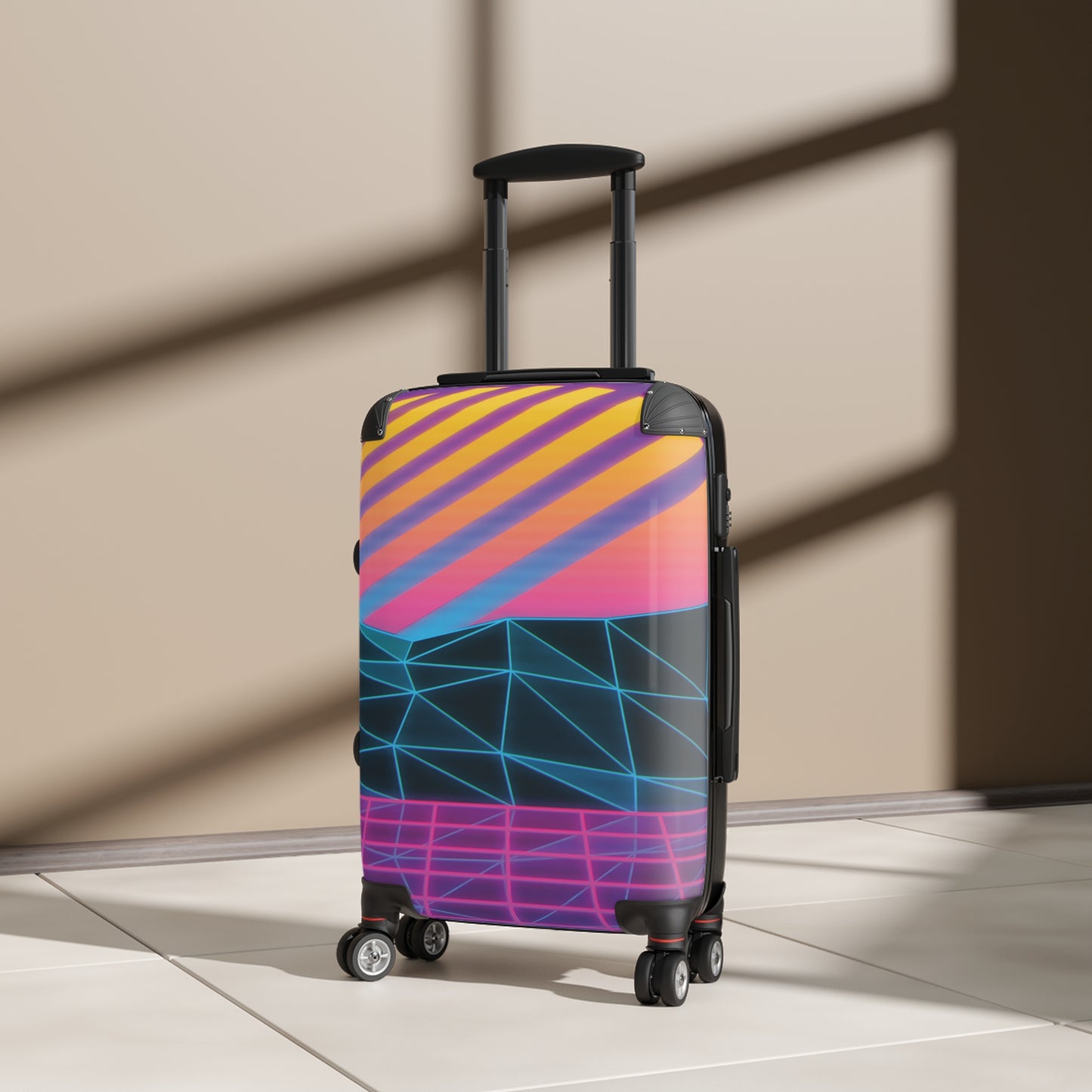 Abstract Neon Sunset Art Carry-On Suitcase - Stylish Luggage for Travelers