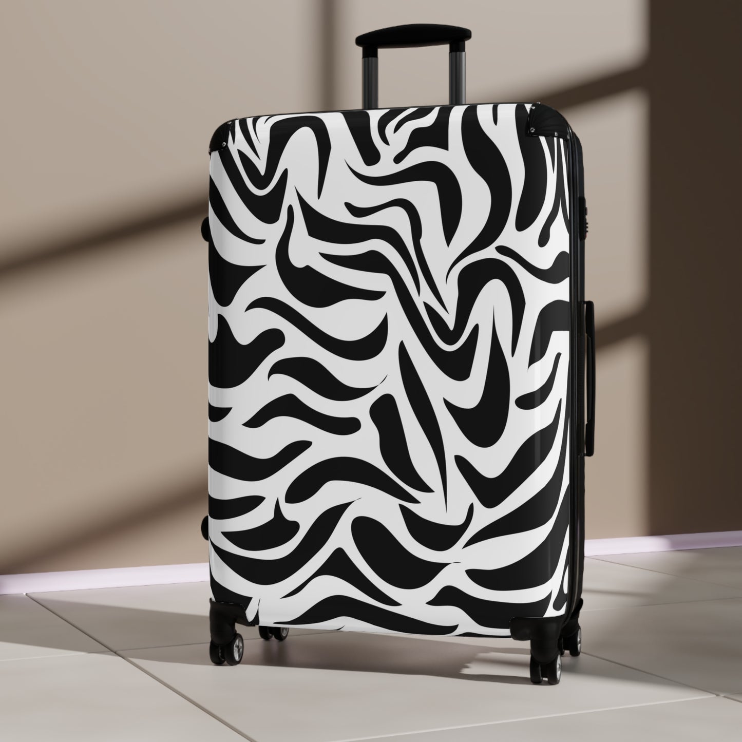 Abstract Black and White Zebra Art Carry-On Suitcase - Stylish Luggage for Travelers