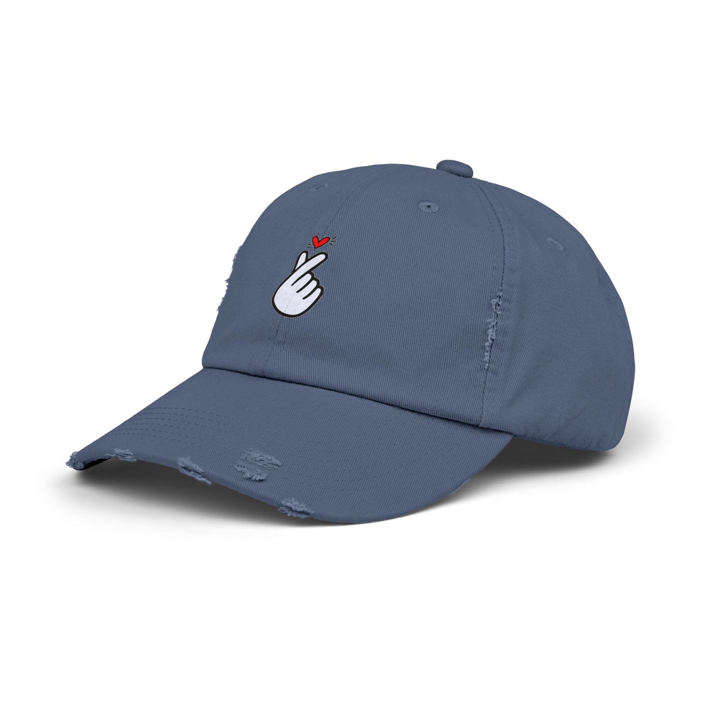 Heart Gesture Vintage Distressed Dad Hat Unisex Adjustable Cotton Twill Baseball Cap for Casual Everyday Wear