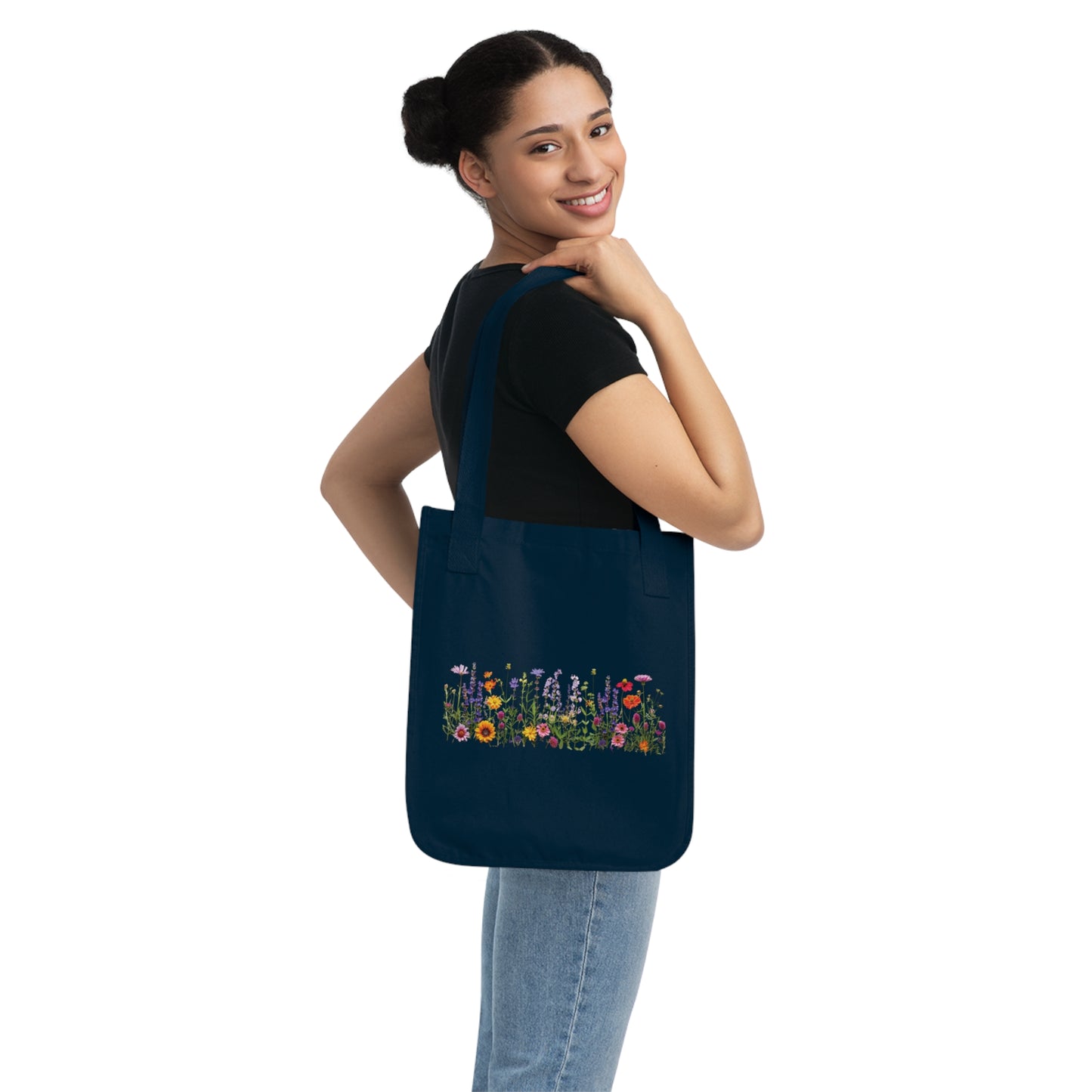 Flowers Floral Design Organic Canvas Tote Bag - Eco-Friendly Carryall for Everyday Use