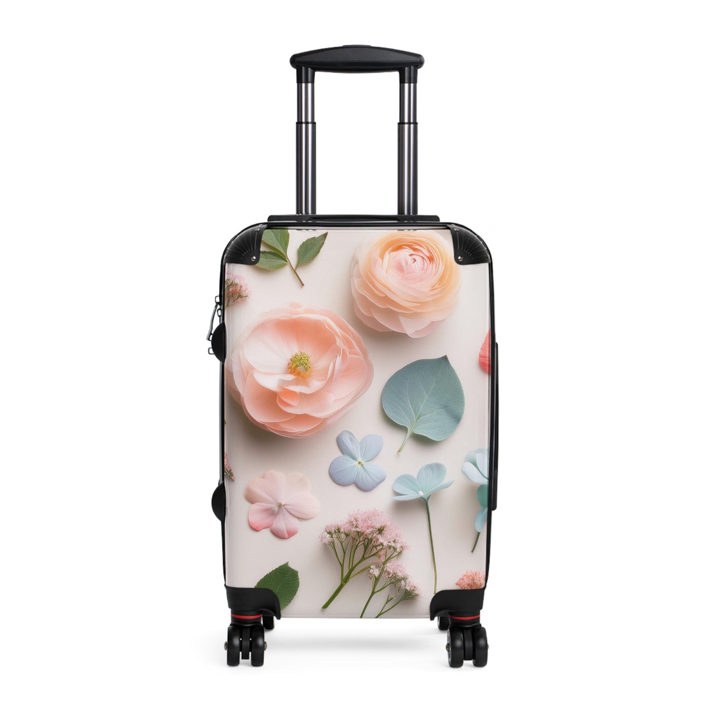 Nature Flowers Floral Pink On White Art Carry-On Suitcase - Stylish Luggage for Travelers