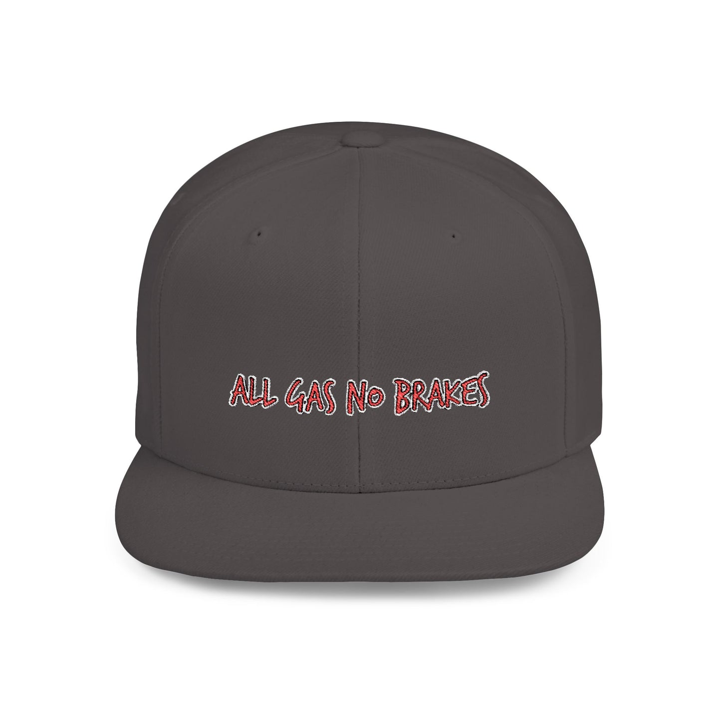 Text All Gas No Break Flat Bill Snapback – Lightweight, Custom Fit, Premium Quality