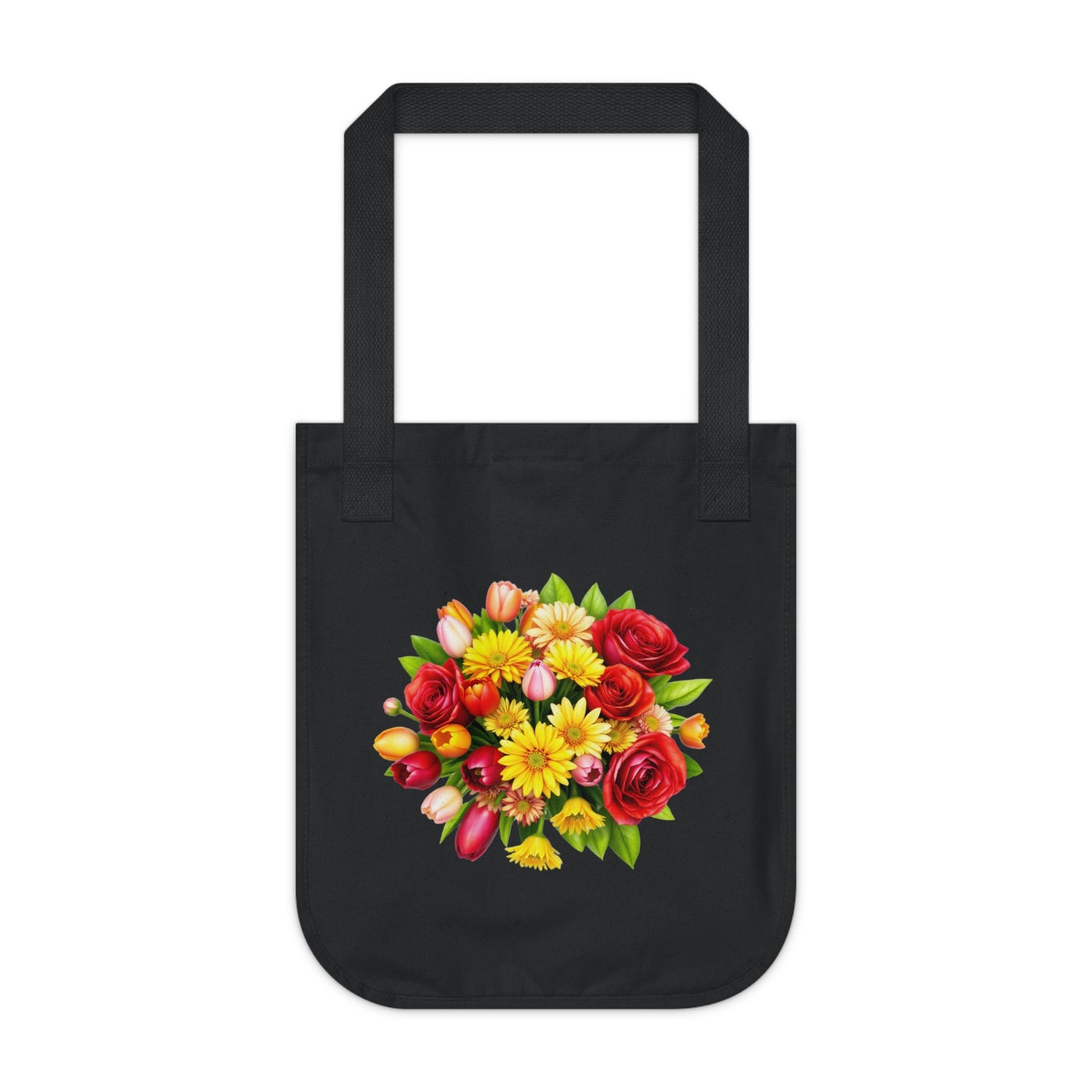 Flowers Circular Bouquet Floral Organic Canvas Tote Bag - Eco-Friendly Carryall for Everyday Use