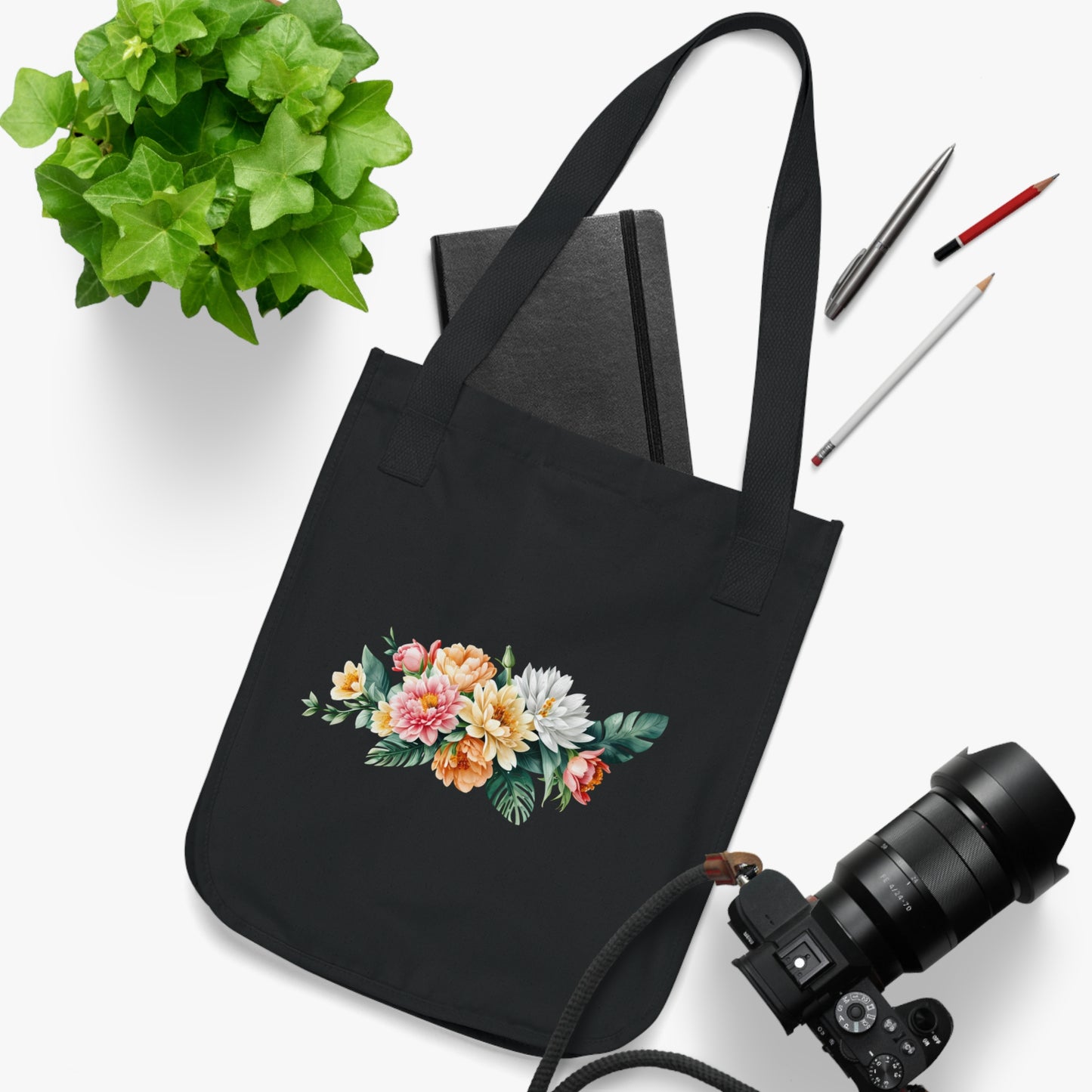 Flowers Stunning Floral Organic Canvas Tote Bag - Eco-Friendly Carryall for Everyday Use