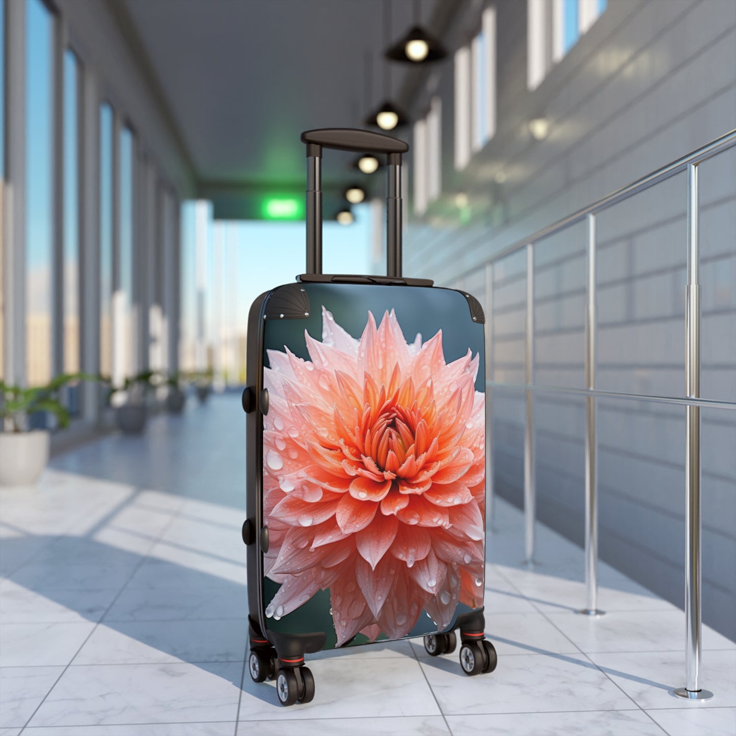 Nature Flowers Floral Pink Rain Drops Carry-On Suitcase - Stylish Luggage for Travelers
