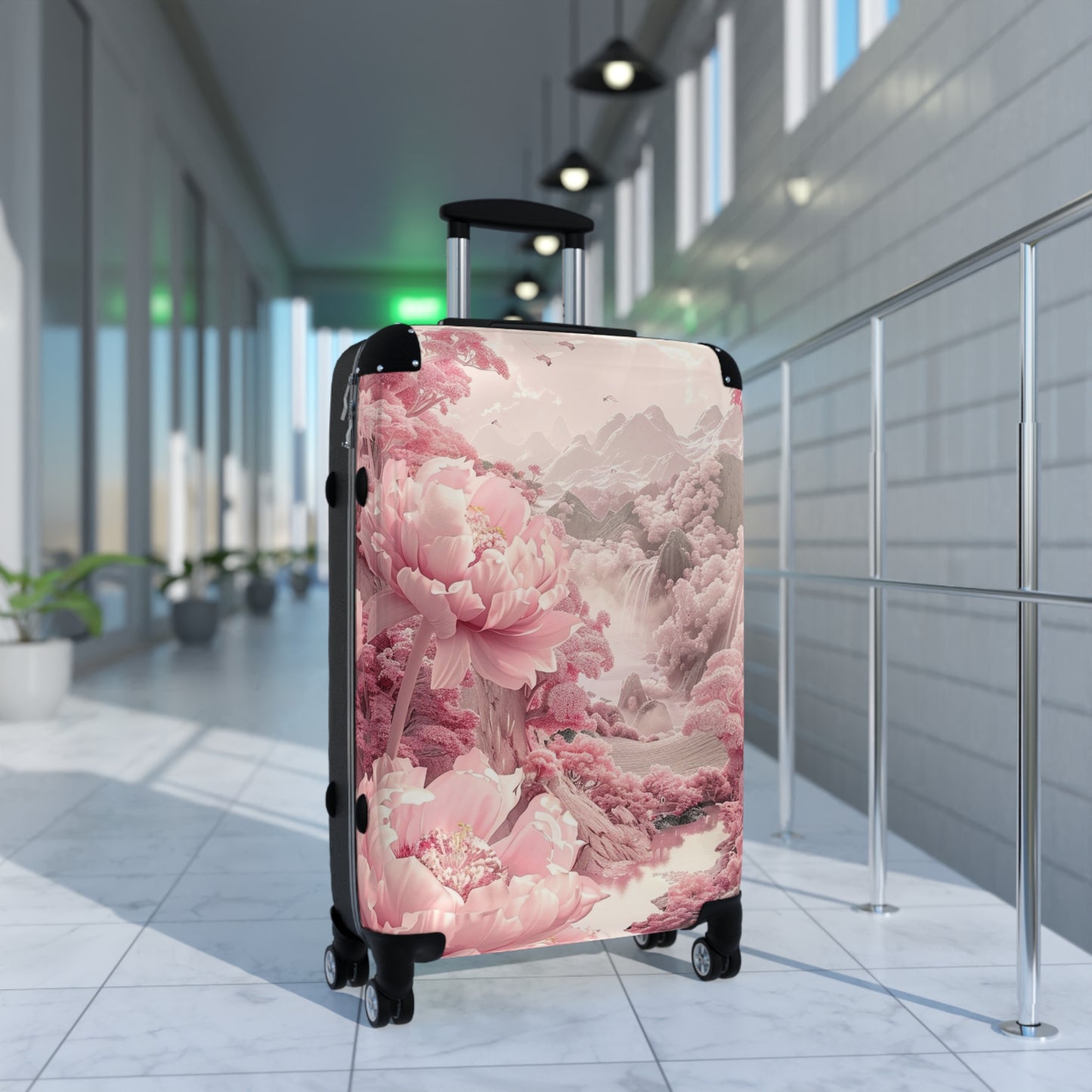 Nature Flowers Floral Animated Pink Flowers Carry-On Suitcase - Stylish Luggage for Travelers