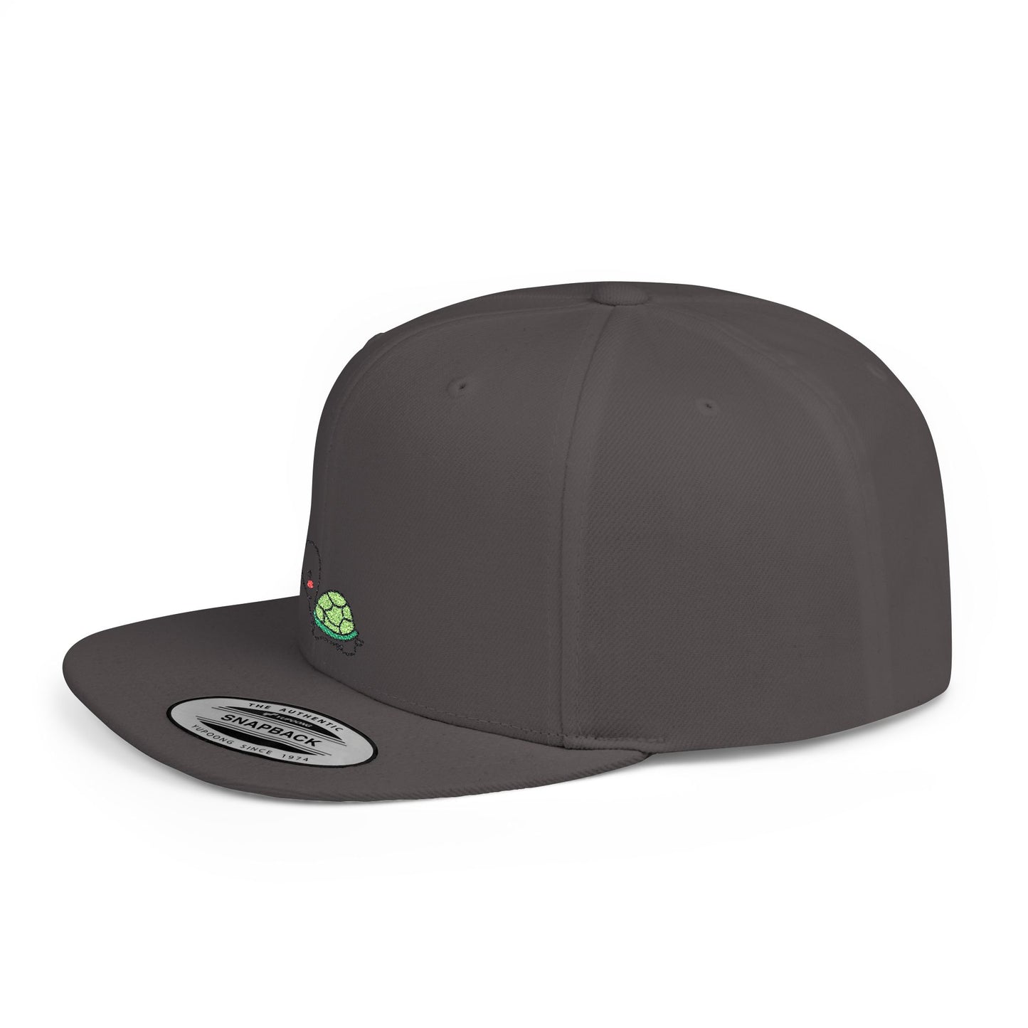 Icons Embroidered Cute Turtle Flat Bill Snapback – Lightweight, Custom Fit, Premium Quality
