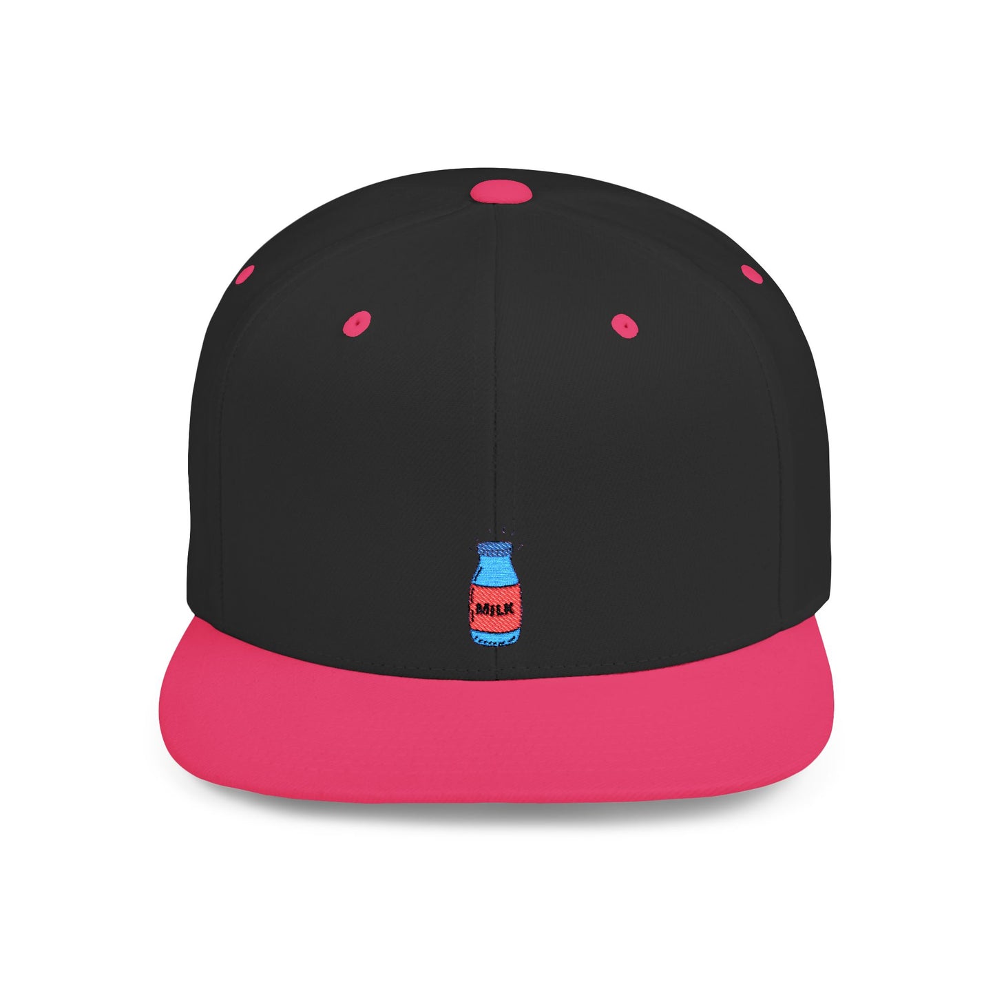 Icons Embroidered Milk Bottle Flat Bill Snapback – Lightweight, Custom Fit, Premium Quality