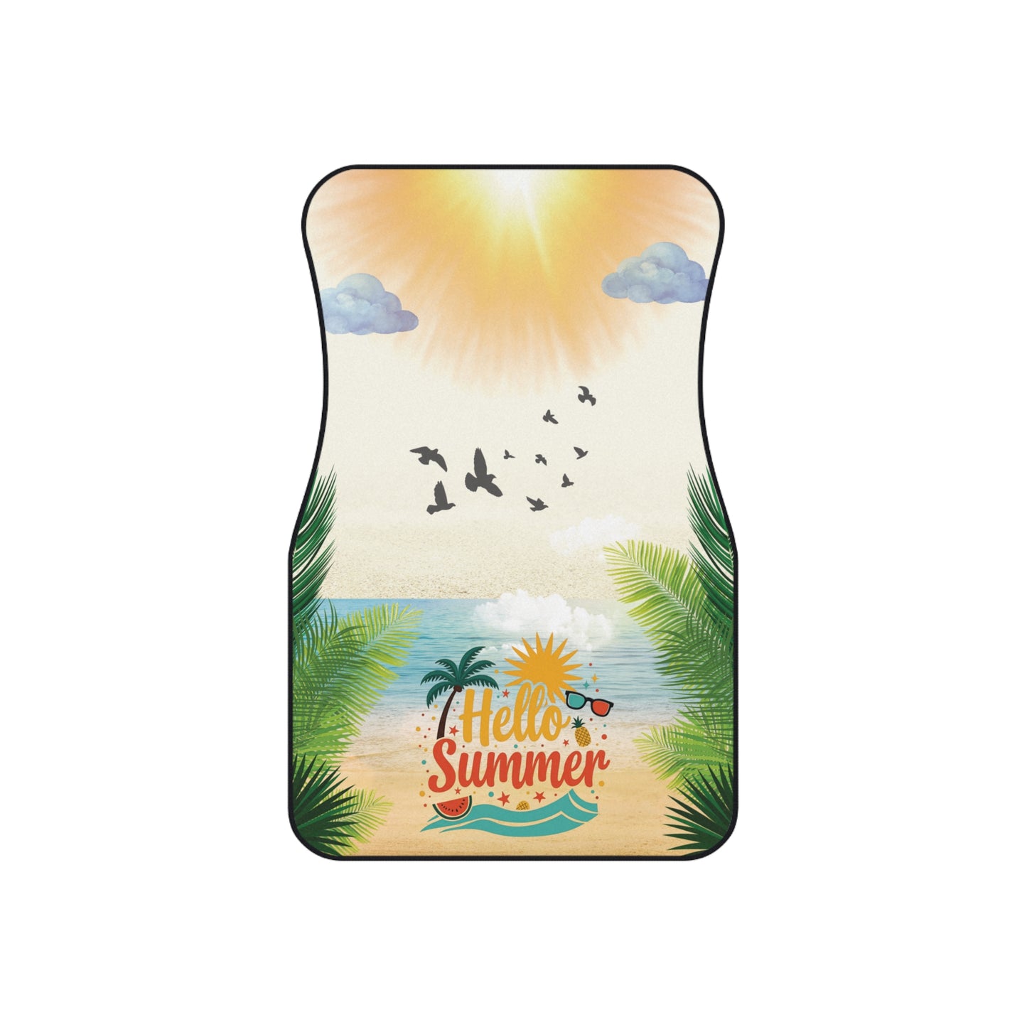 Beach Hello Summer Front Car Mats – Durable, Anti-Slip, Easy to Clean, Vibrant Print