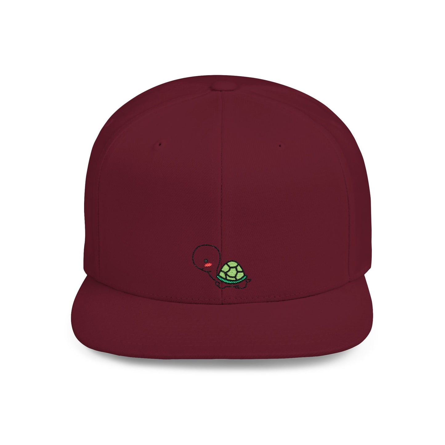 Icons Embroidered Cute Turtle Flat Bill Snapback – Lightweight, Custom Fit, Premium Quality