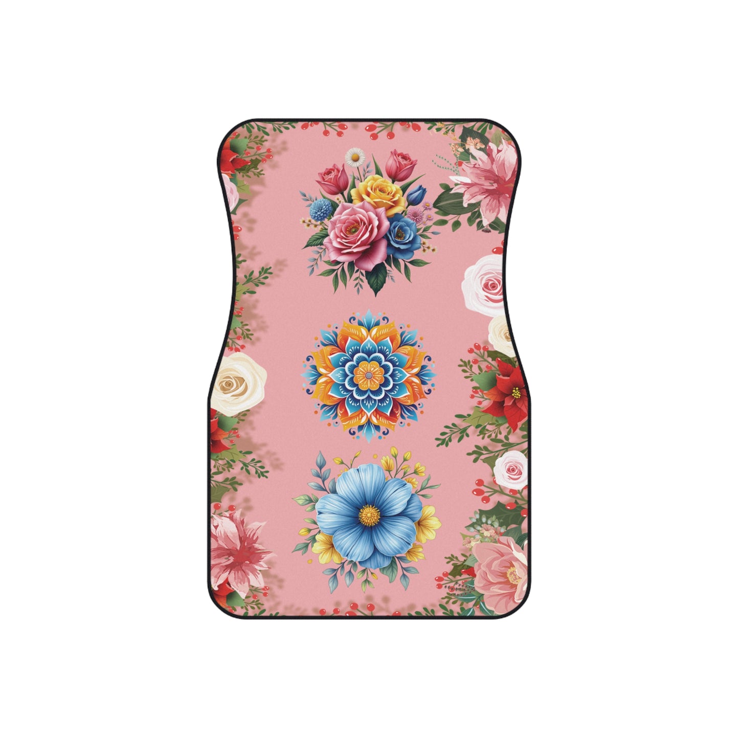 Flowers Variety Car Floor Mats – 2-Piece Front Set, Durable & Stylish, Universal Fit