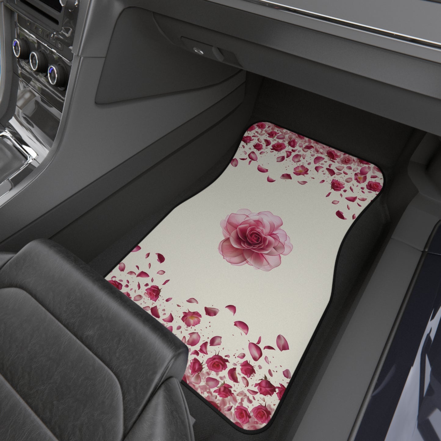 Flowers Pink Rose Petals Car Floor Mats – 2-Piece Front Set, Durable & Stylish, Universal Fit
