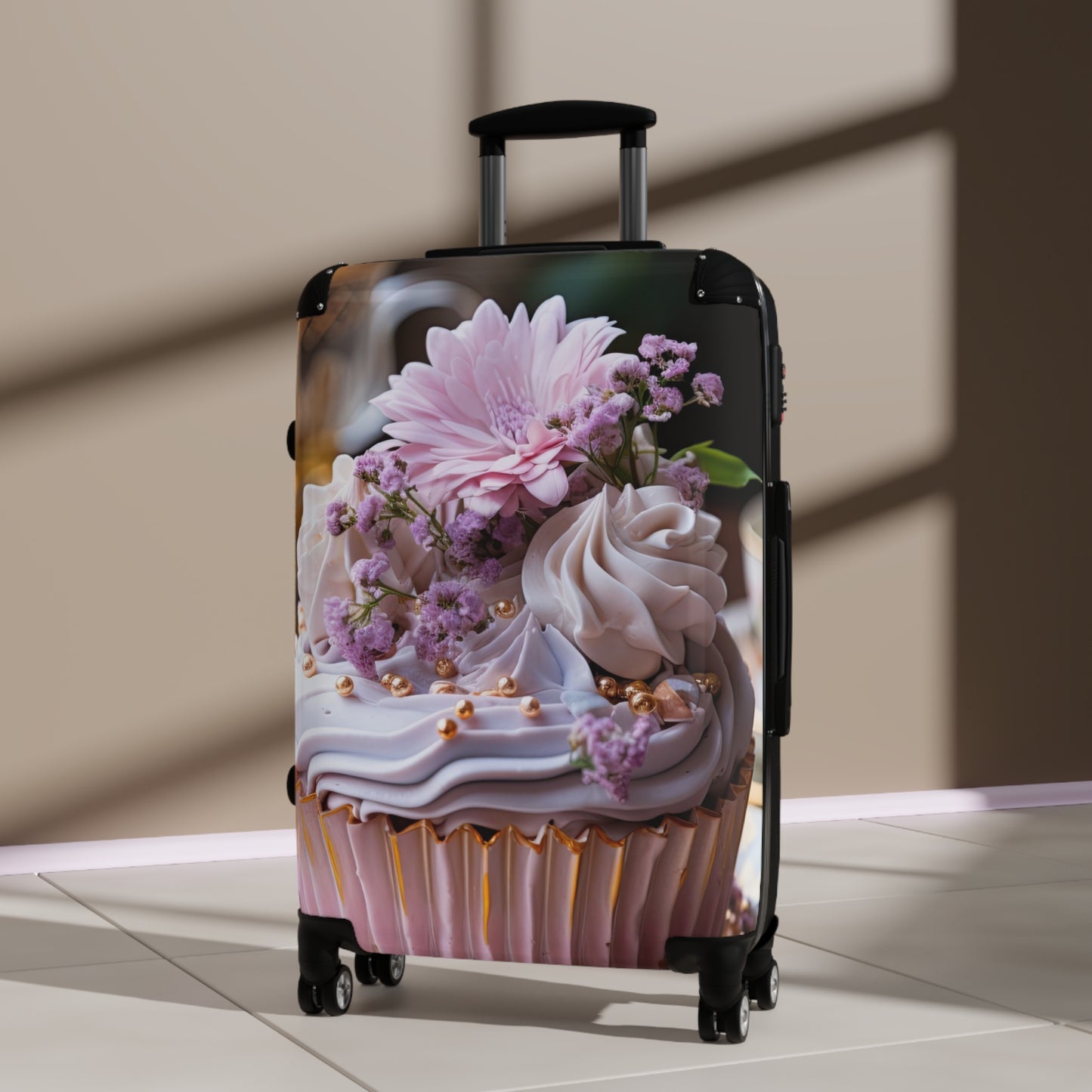 Nature Flowers Floral Pink Cupcake Art Carry-On Suitcase - Stylish Luggage for Travelers