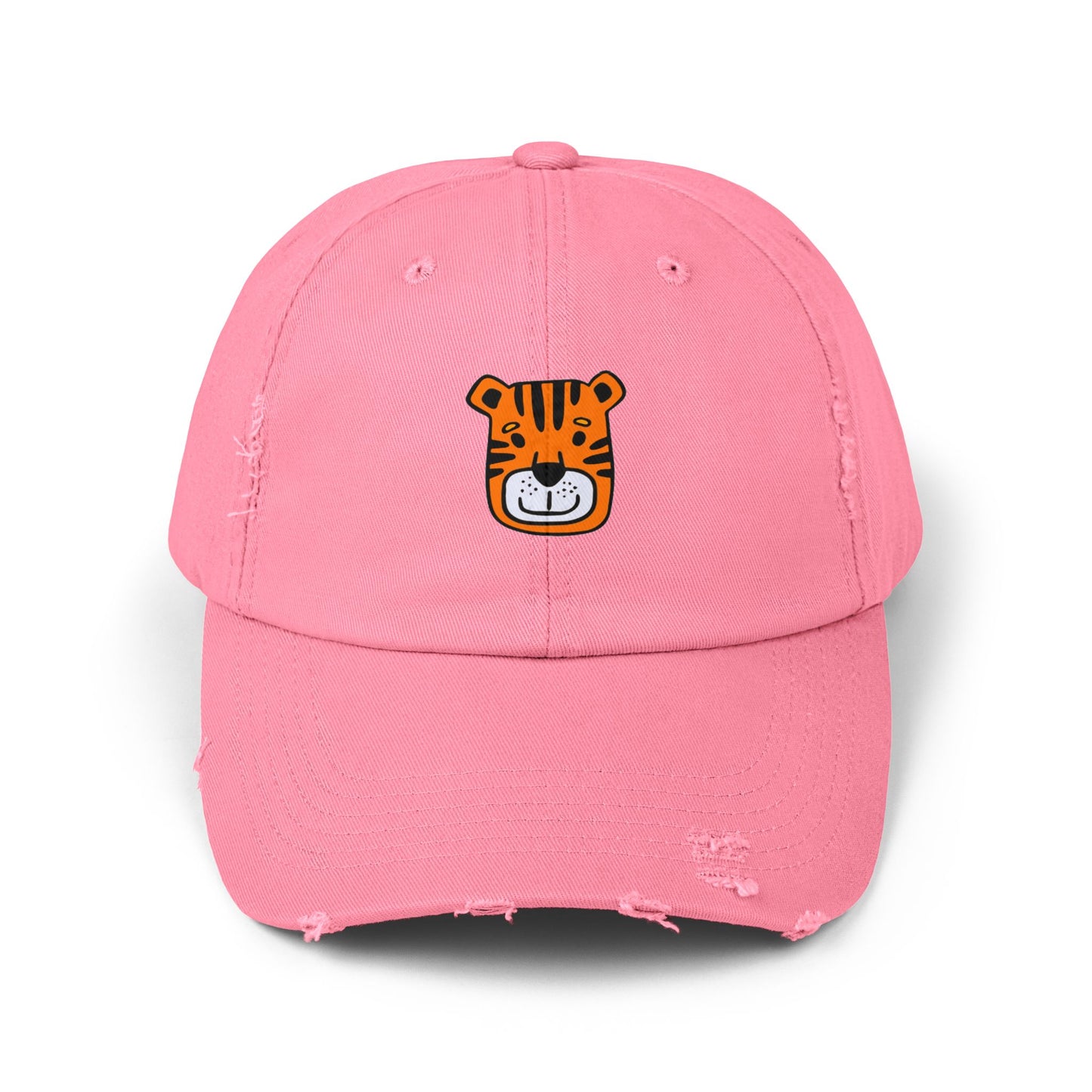Tiger Orange Vintage Distressed Dad Hat Unisex Adjustable Cotton Twill Baseball Cap for Casual Everyday Wear
