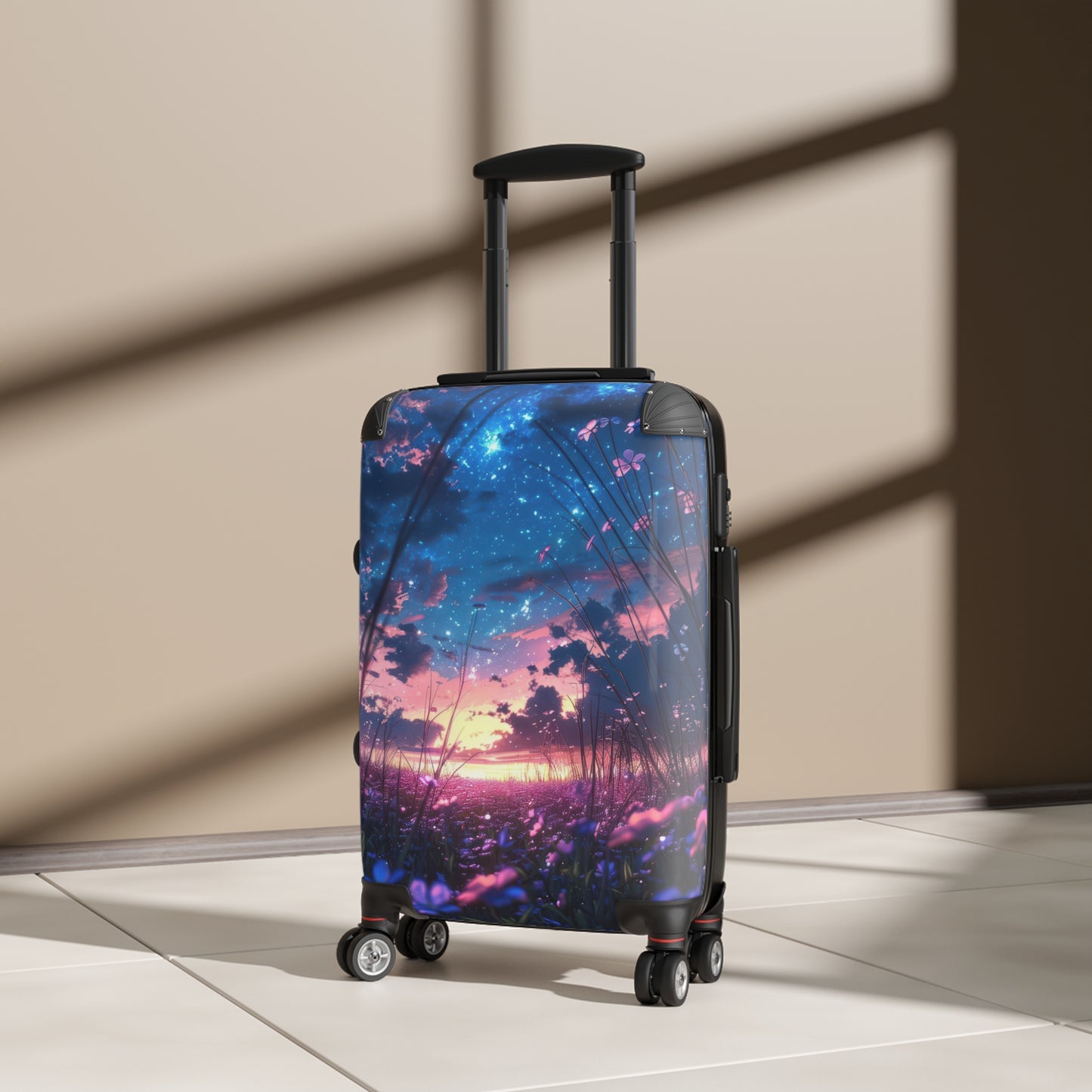 Nature Flowers Floral Vibrant Twilight Scene Art Carry-On Suitcase - Stylish Luggage for Travelers