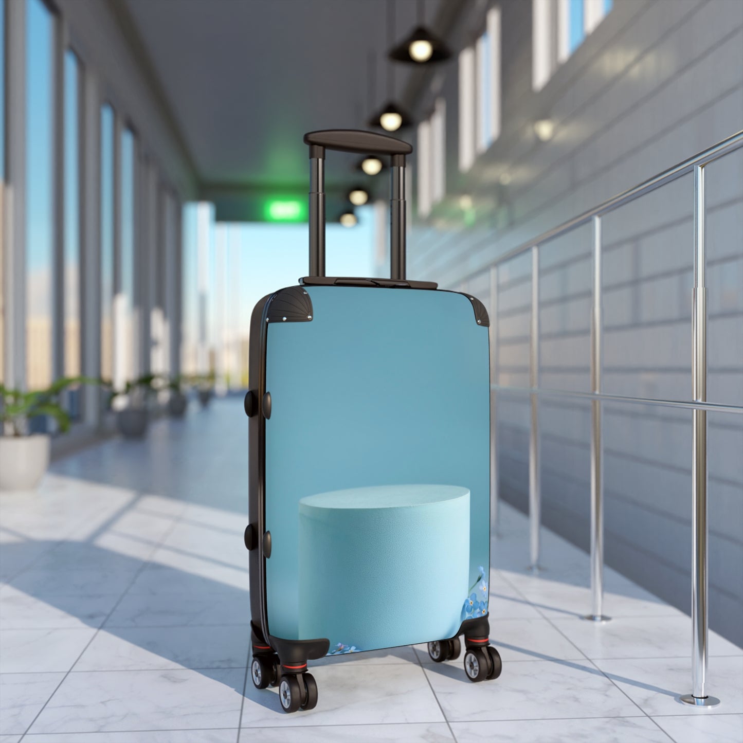Nature Flowers Floral Blue Pedestal Carry-On Suitcase - Stylish Luggage for Travelers
