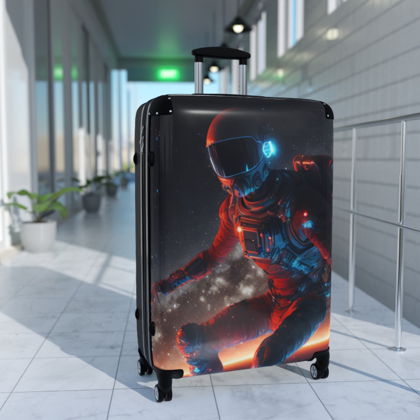Space Astronaut Surfing Carry-On Suitcase - Stylish Luggage for Travelers