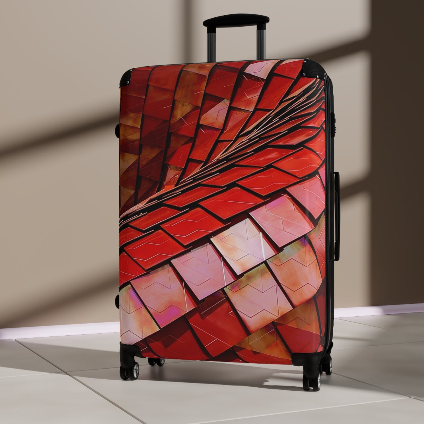 Abstract Red Roof Tiles Art Carry-On Suitcase - Stylish Luggage for Travelers