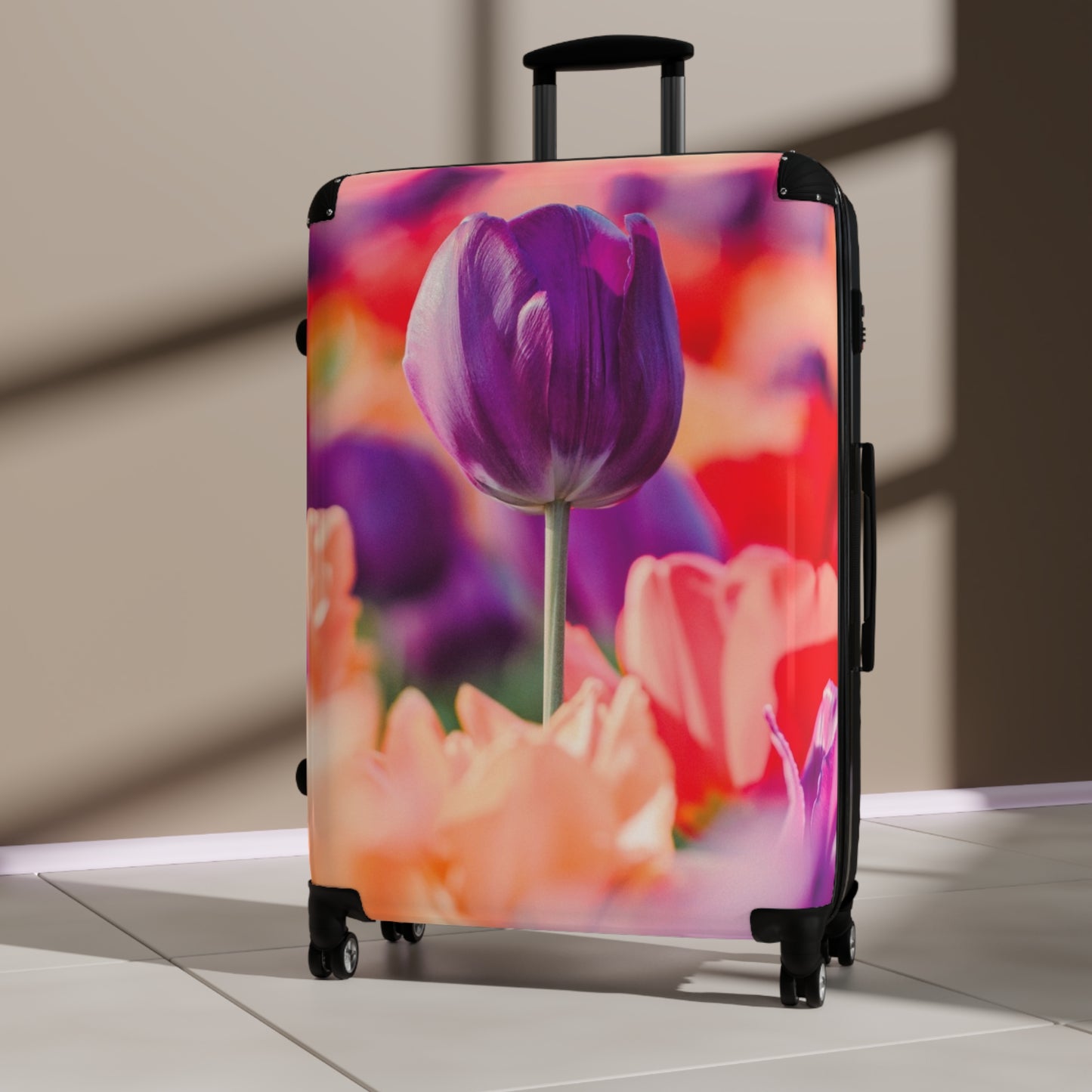 Nature Flowers Floral Purple Tulips Art Carry-On Suitcase - Stylish Luggage for Travelers