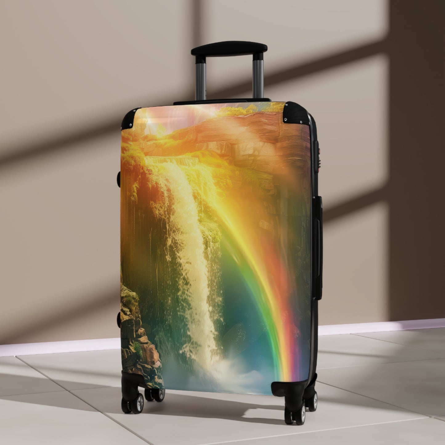 Nature Waterfall Rainbow Art Carry-On Suitcase - Stylish Luggage for Travelers