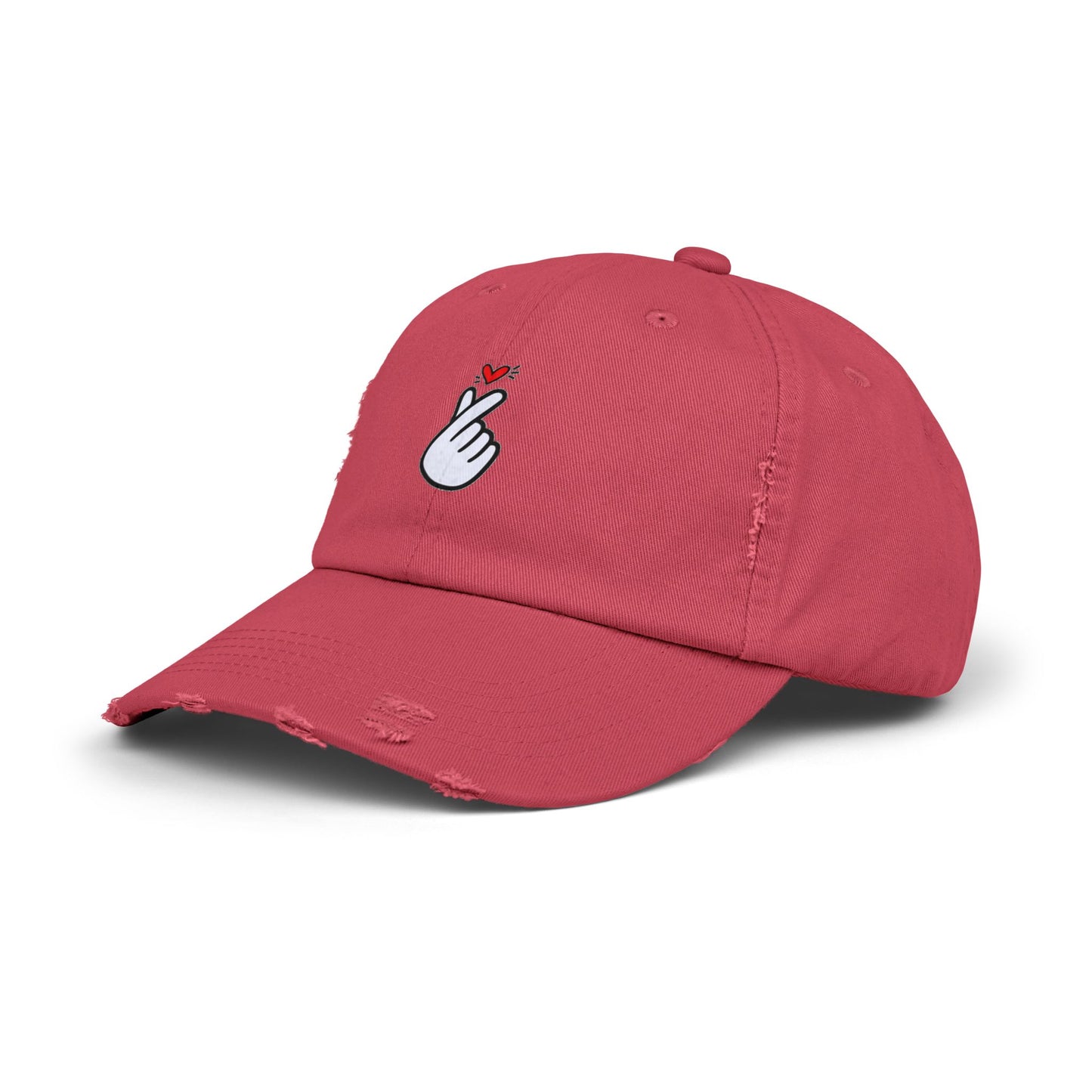 Heart Gesture Vintage Distressed Dad Hat Unisex Adjustable Cotton Twill Baseball Cap for Casual Everyday Wear