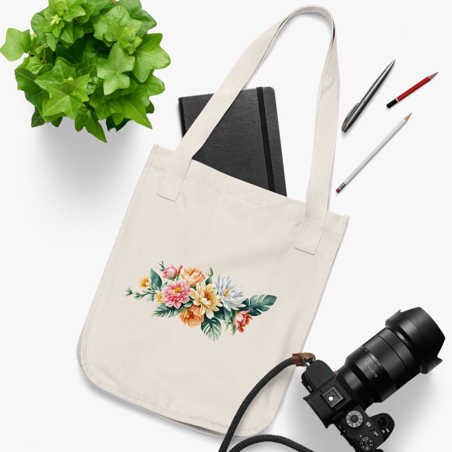 Flowers Stunning Floral Organic Canvas Tote Bag - Eco-Friendly Carryall for Everyday Use