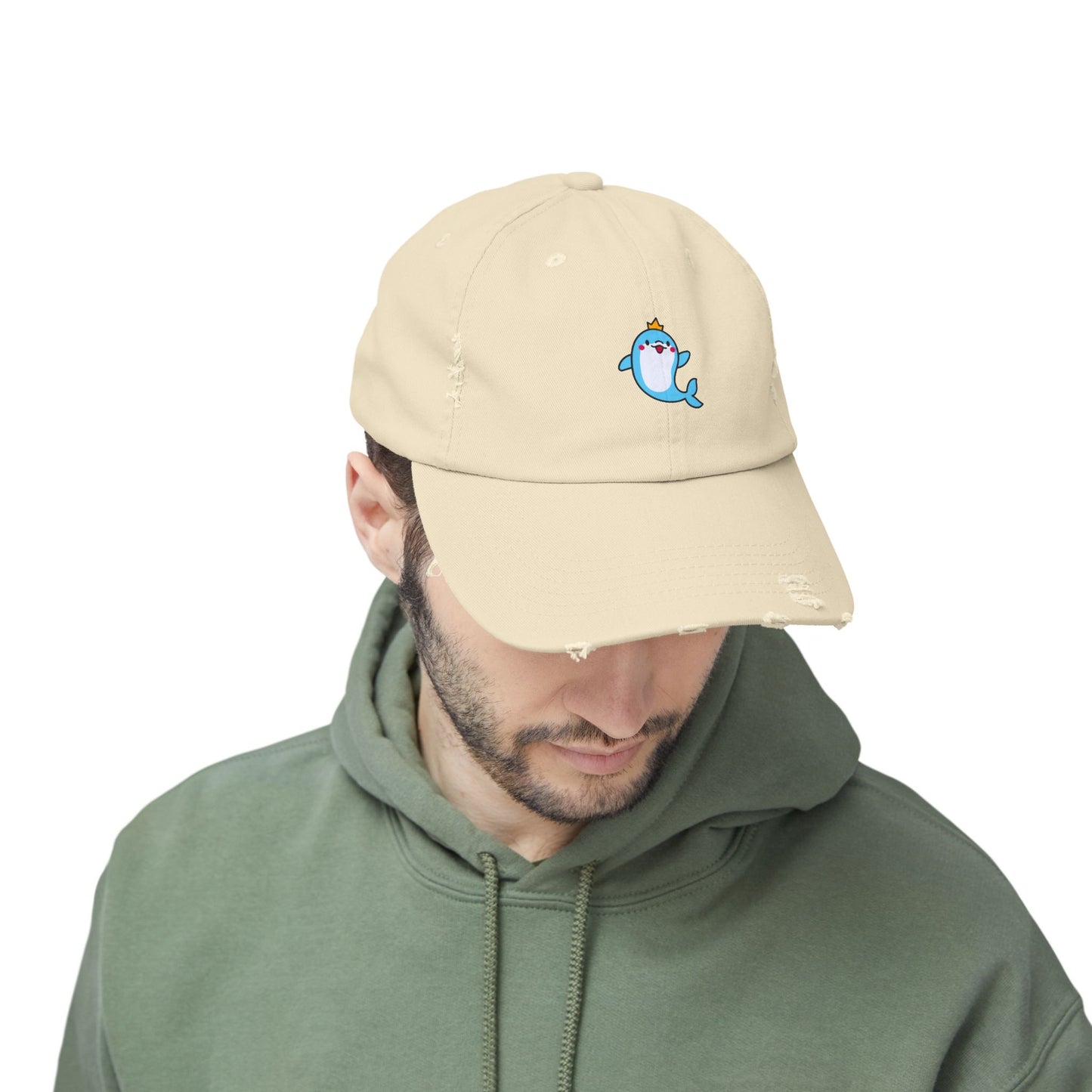 Dolphin Crown Vintage Distressed Dad Hat Unisex Adjustable Cotton Twill Baseball Cap for Casual Everyday Wear