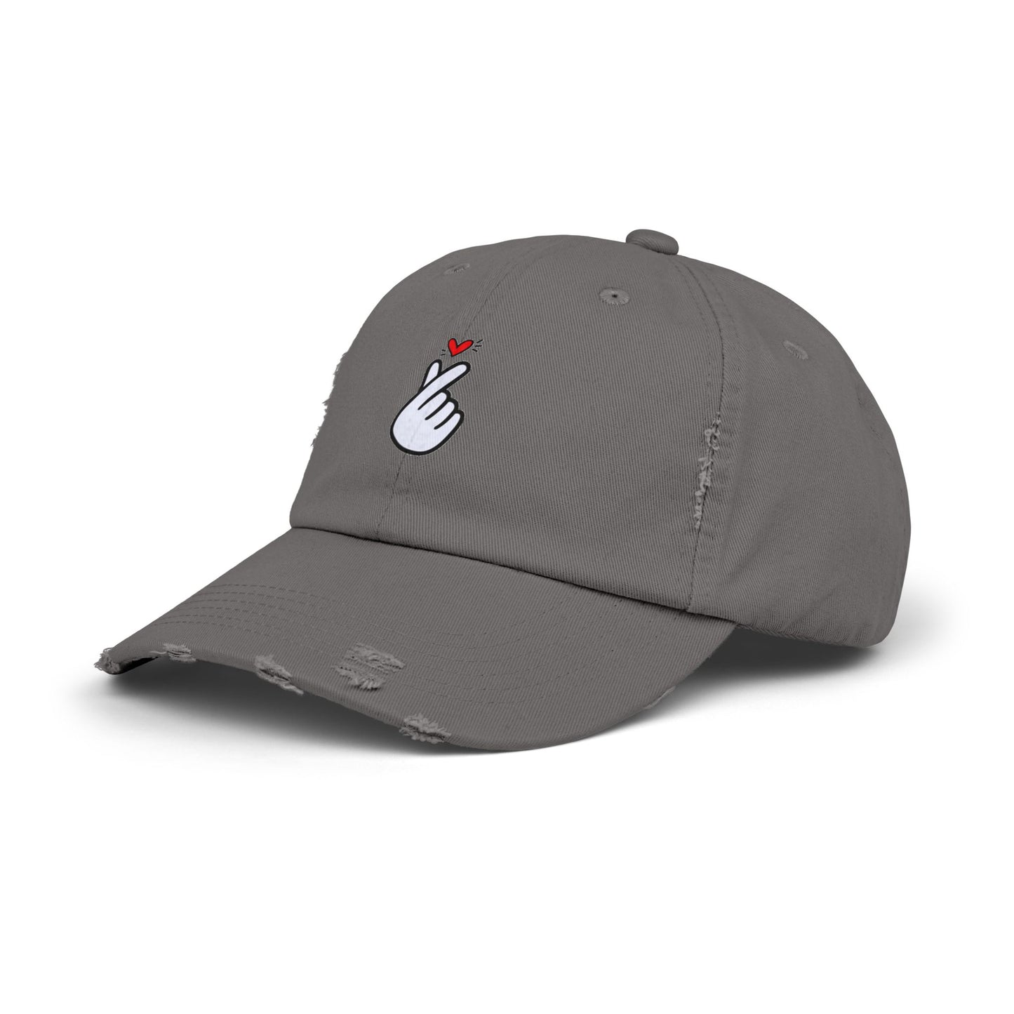 Heart Gesture Vintage Distressed Dad Hat Unisex Adjustable Cotton Twill Baseball Cap for Casual Everyday Wear