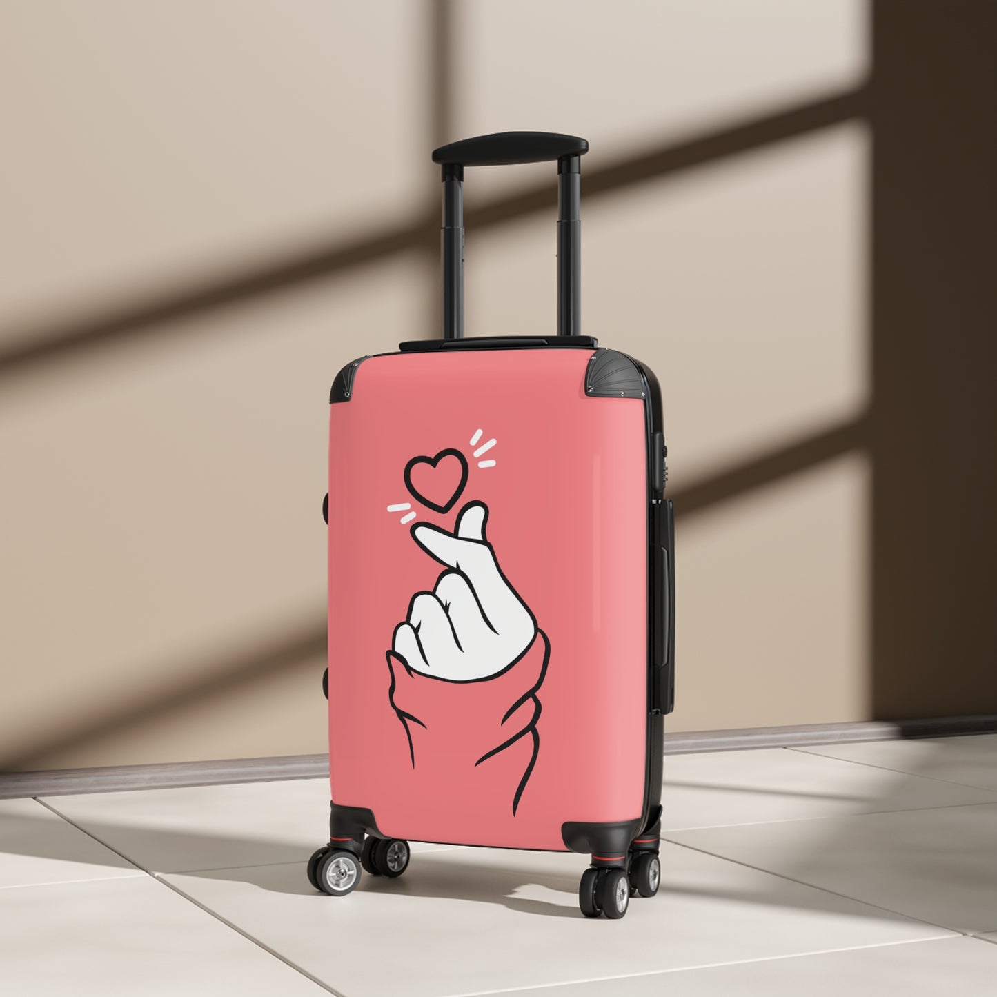 Love Finger Heart Pink Art Carry-On Suitcase - Stylish Luggage for Travelers