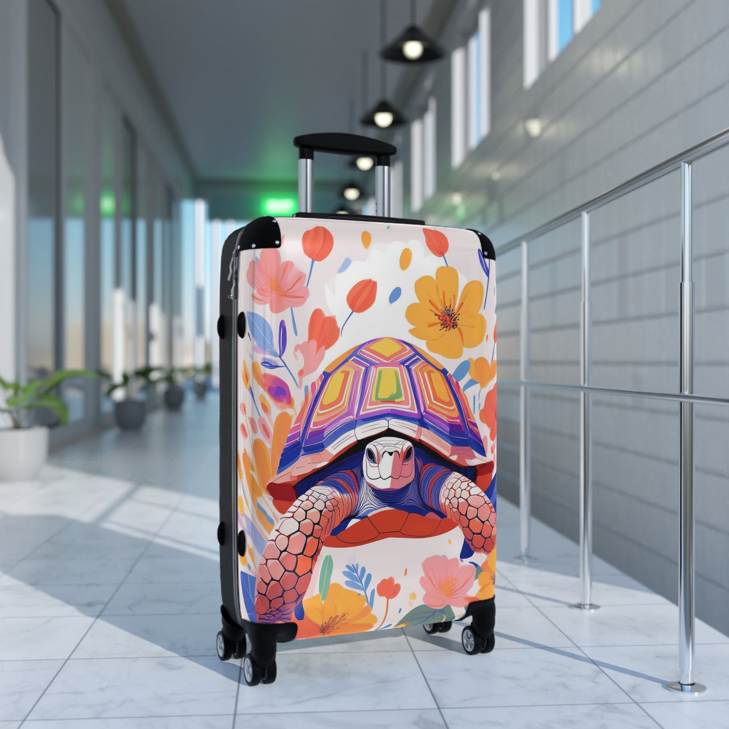 Nature Flowers Floral Colorful Turtle Art Carry-On Suitcase - Stylish Luggage for Travelers