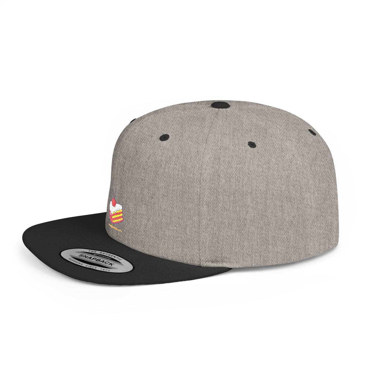 Icons Embroidered Cake Print Flat Bill Snapback – Lightweight, Custom Fit, Premium Quality