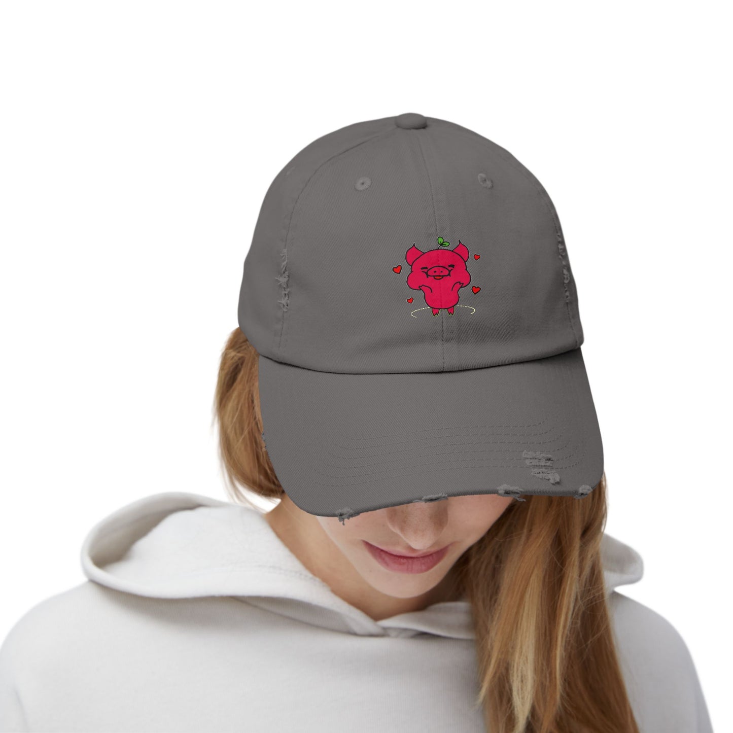 Pig Vintage Distressed Dad Hat Unisex Adjustable Cotton Twill Baseball Cap for Casual Everyday Wear