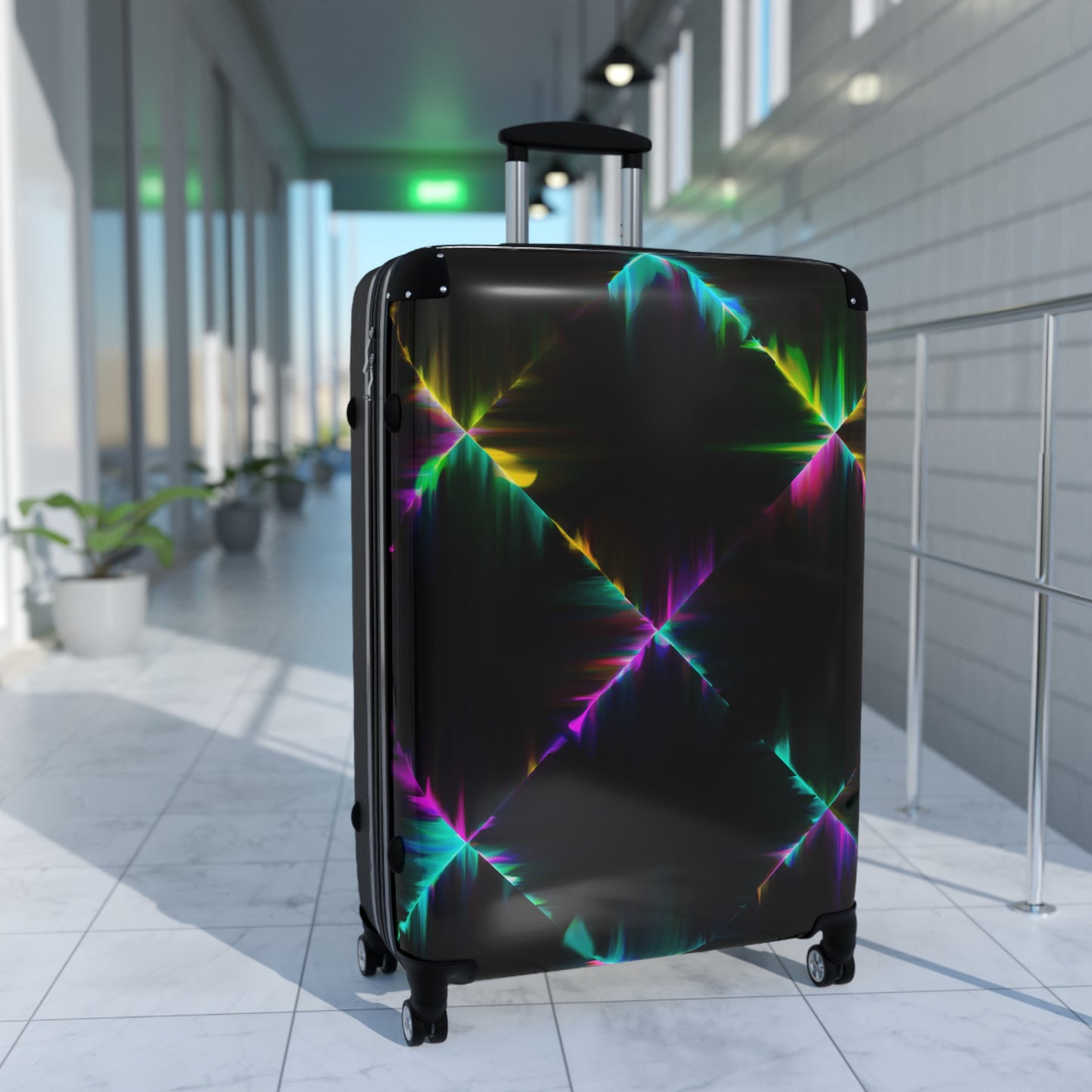 Abstract Neon Lights Carry-On Suitcase - Stylish Luggage for Travelers