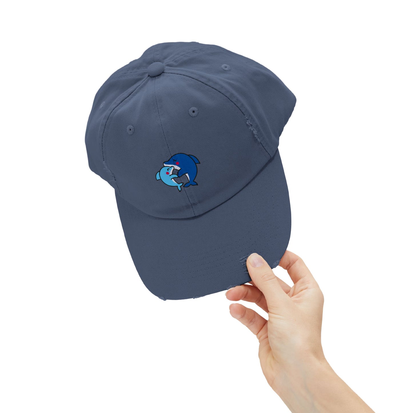 Dolphin Couple Vintage Distressed Dad Hat Unisex Adjustable Cotton Twill Baseball Cap for Casual Everyday Wear