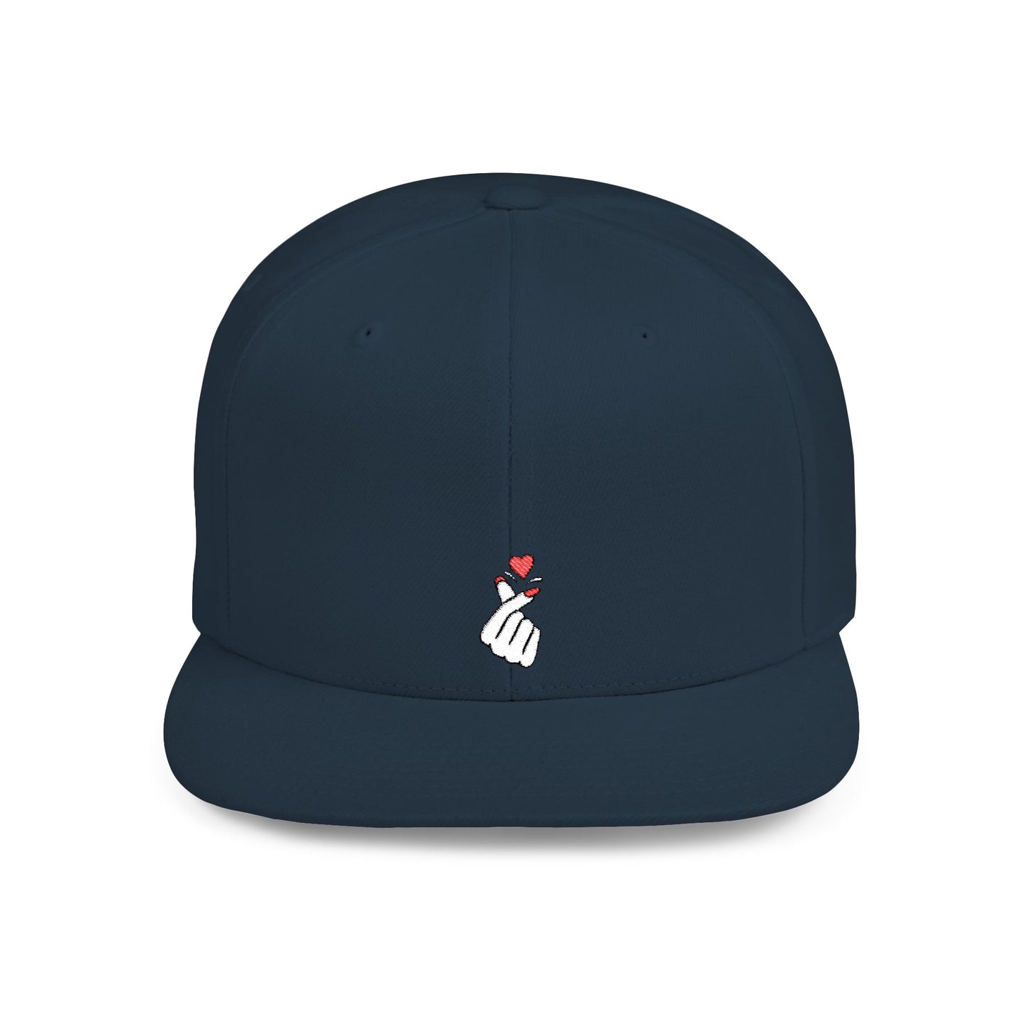 Icons Embroidered Heart Hand Gesture Flat Bill Snapback – Lightweight, Custom Fit, Premium Quality