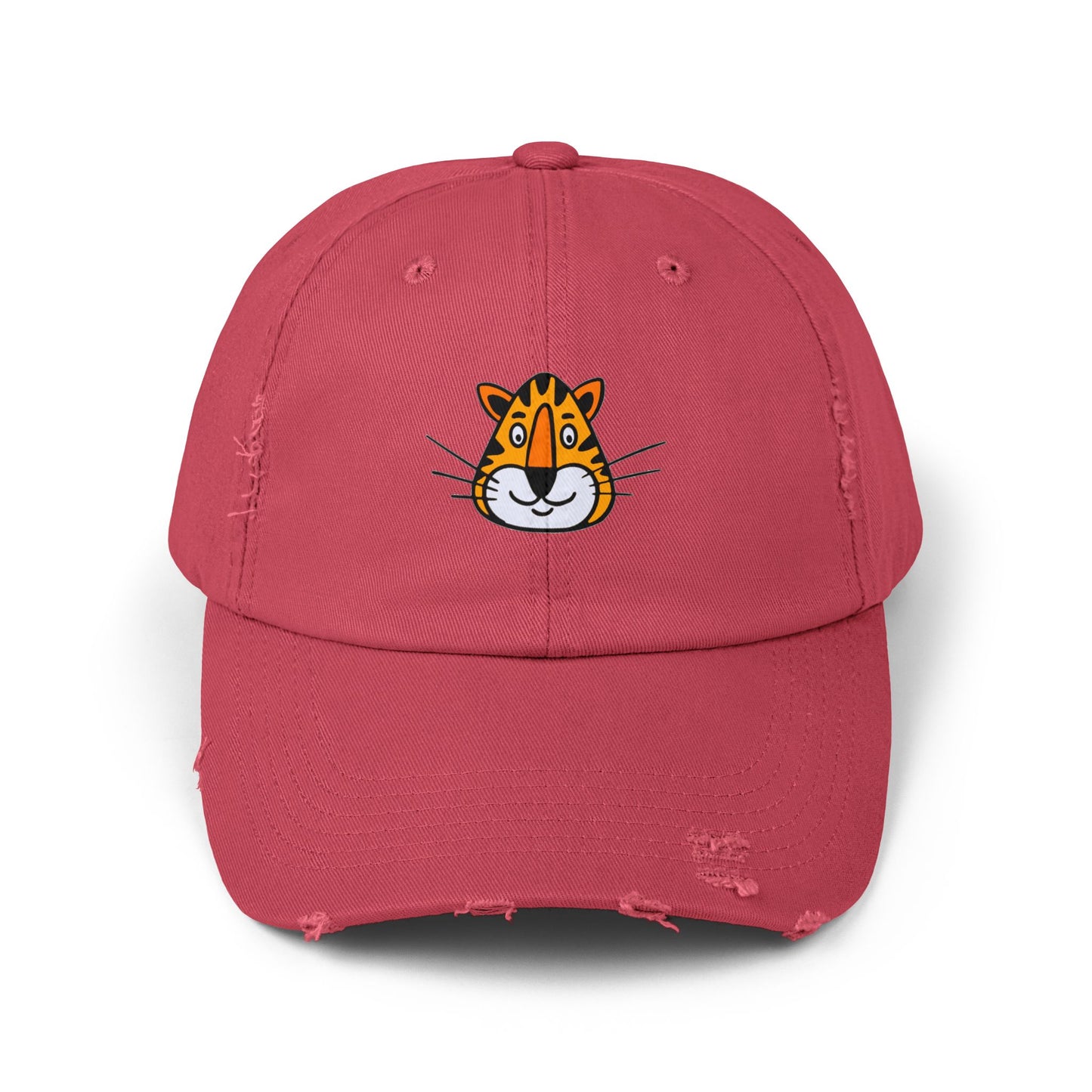 Tiger Face Vintage Distressed Dad Hat Unisex Adjustable Cotton Twill Baseball Cap for Casual Everyday Wear
