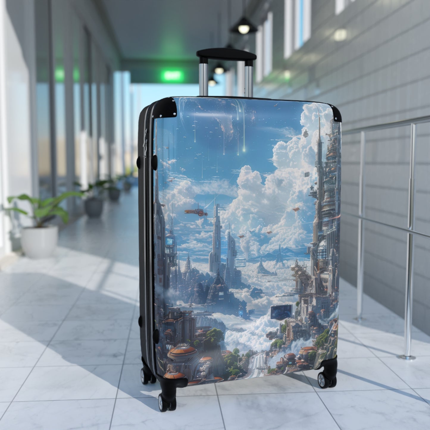 Nature Futuristic Cityscape Art Carry-On Suitcase - Stylish Luggage for Travelers