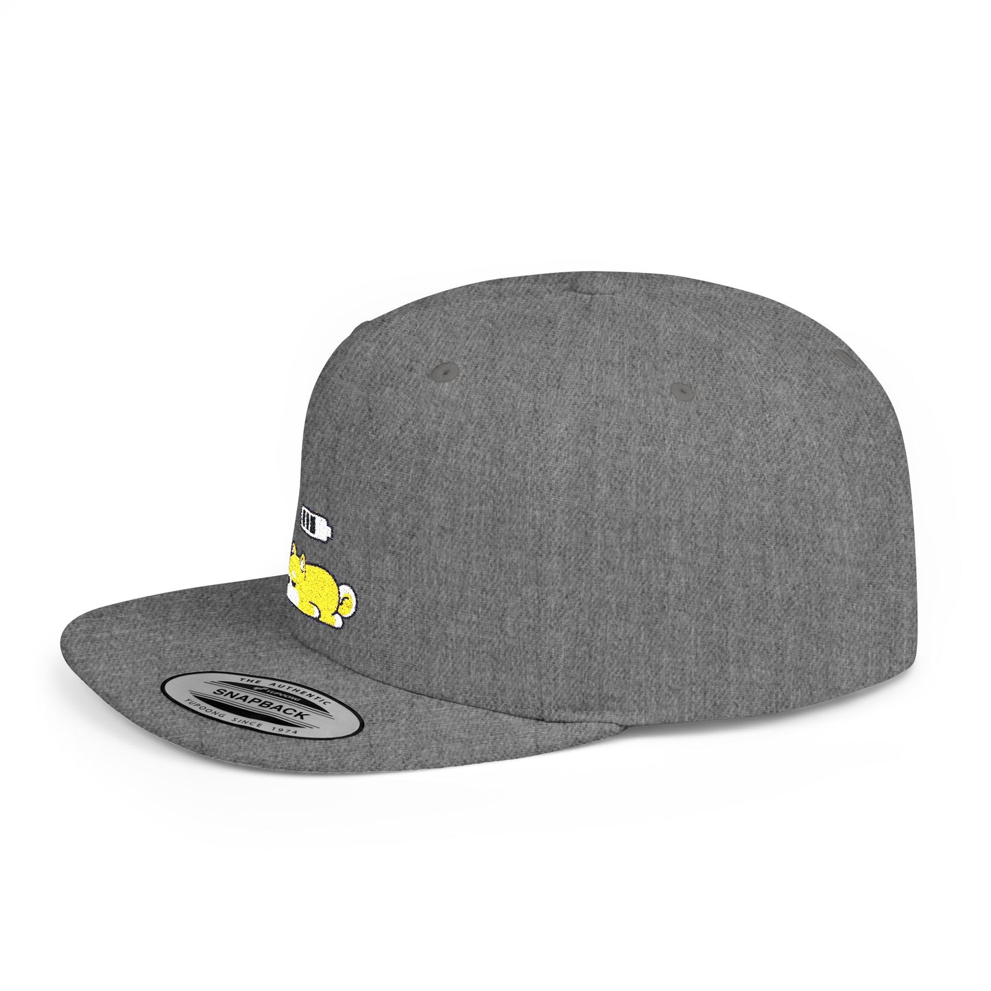 Icons Embroidered Shiba Inu Battery Flat Bill Snapback – Lightweight, Custom Fit, Premium Quality
