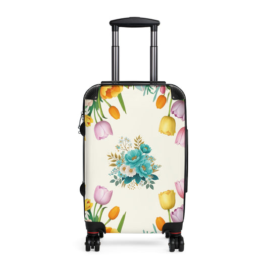 Nature Flowers Floral Blue Tulip Background Art Carry-On Suitcase - Stylish Luggage for Travelers