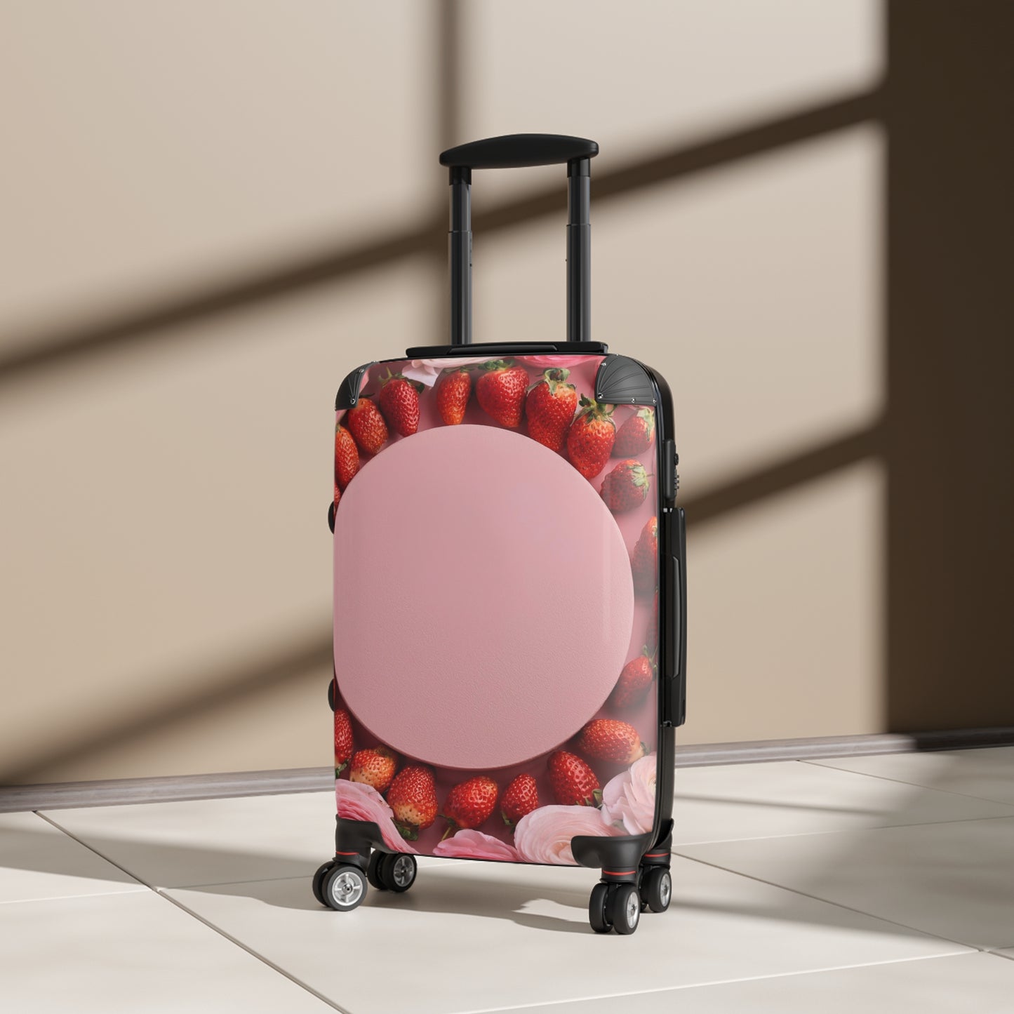 Nature Flowers Floral Pink Strawberries Art Carry-On Suitcase - Stylish Luggage for Travelers