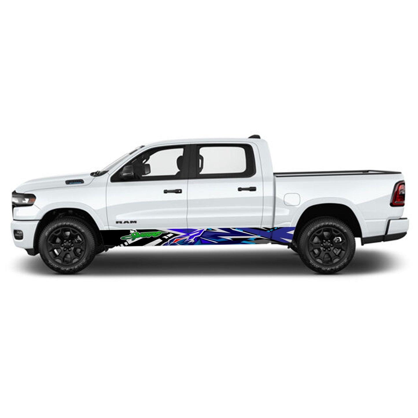 Tiger Blue Rocker Panel Graphic Decal Kit (Left & Right Sides) - High Quality Vinyl for Trucks & SUVs