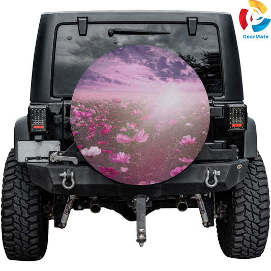Pink Flower Cosmos Spare Tire Cover – Premium Waterproof UV Resistant Protector