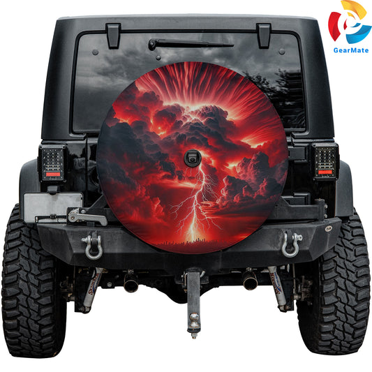 Lighting In Red Skye Spare Tire Cover – Premium Waterproof UV Resistant Protector