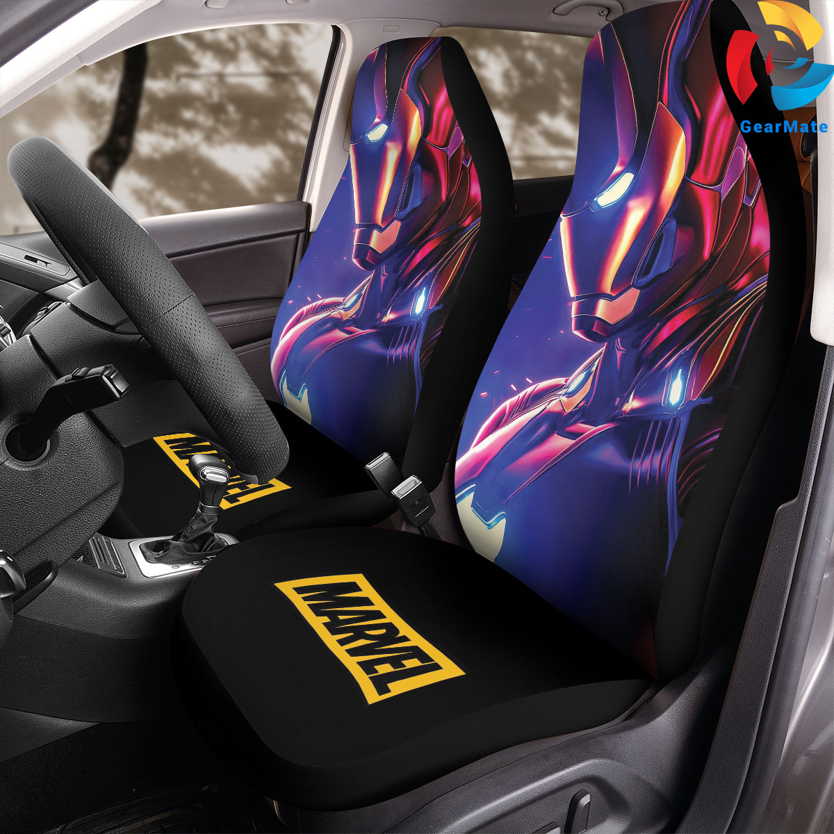 Marvel Iron Man Car Seat Covers – High Quality Graphic and Polar Fleece Protector Set