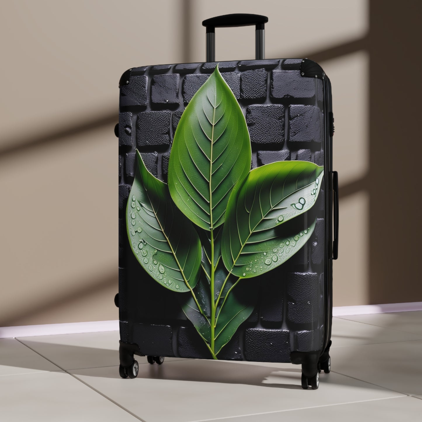 Nature Green Leaves With Water Art Carry-On Suitcase - Stylish Luggage for Travelers