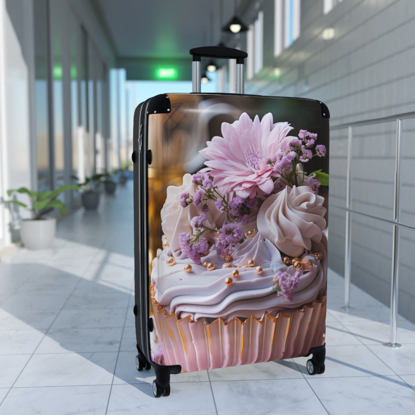 Nature Flowers Floral Pink Cupcake Art Carry-On Suitcase - Stylish Luggage for Travelers