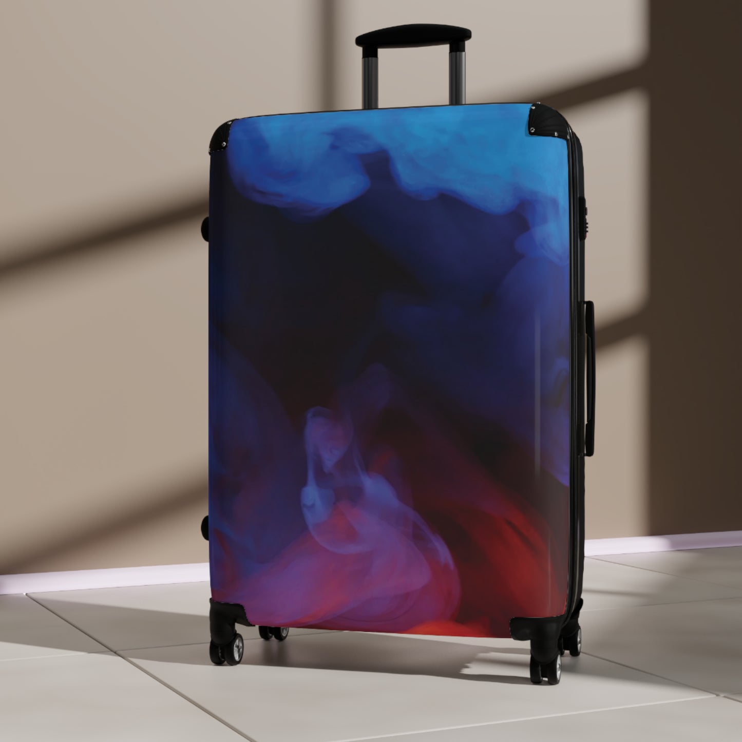 Abstract Blue Red Smoke Art Carry-On Suitcase - Stylish Luggage for Travelers