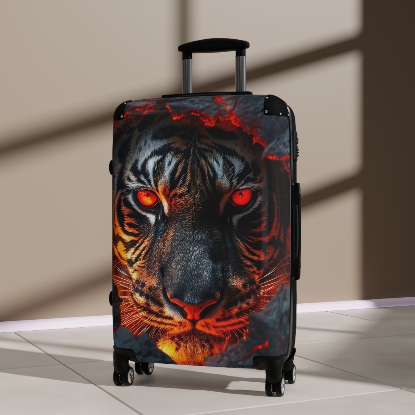 Animals Fire Tiger Face Carry-On Suitcase - Stylish Luggage for Travelers