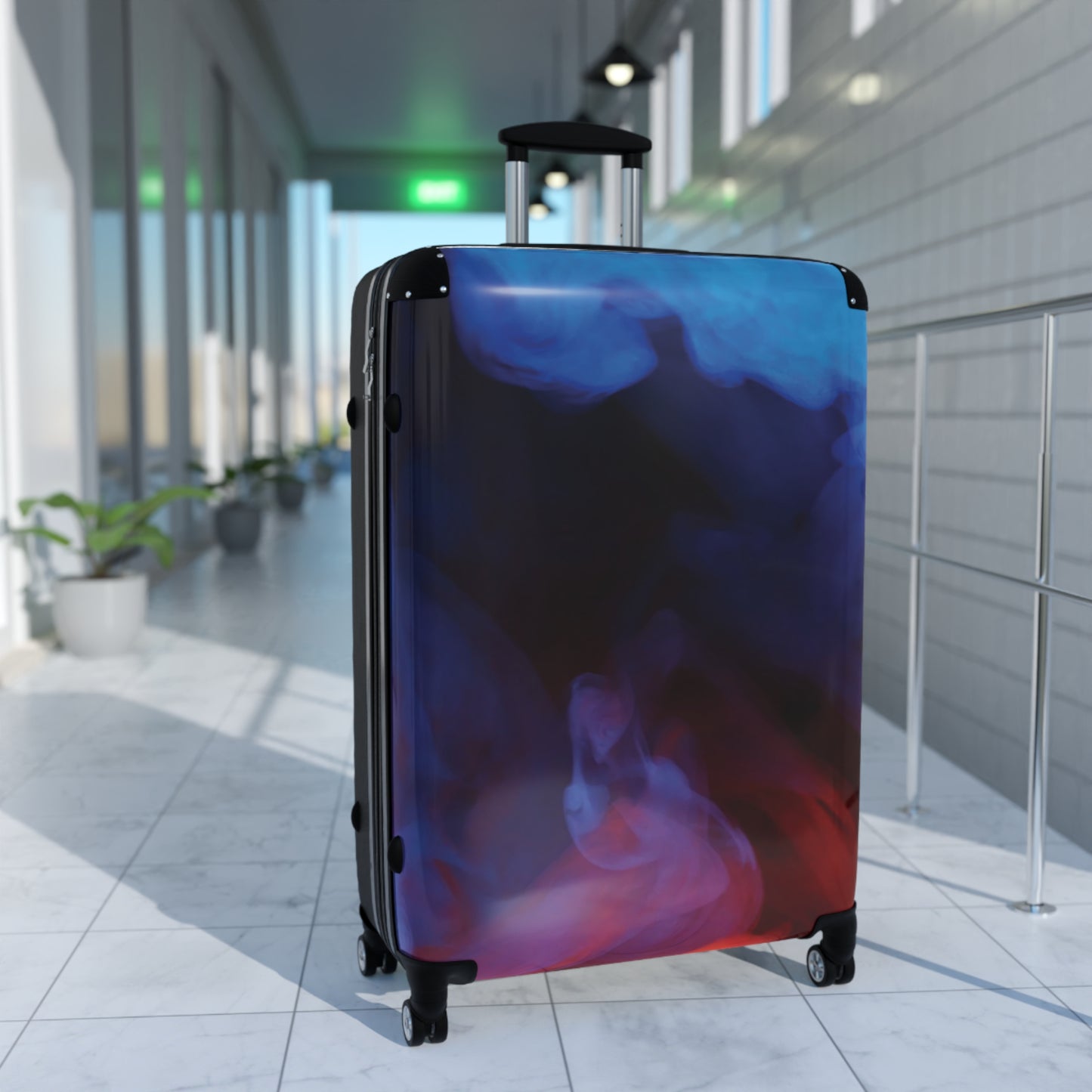 Abstract Blue Red Smoke Art Carry-On Suitcase - Stylish Luggage for Travelers
